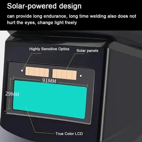 Solar Powered Auto Darkening Welding Helmet – Large View, True Color, High Temp
