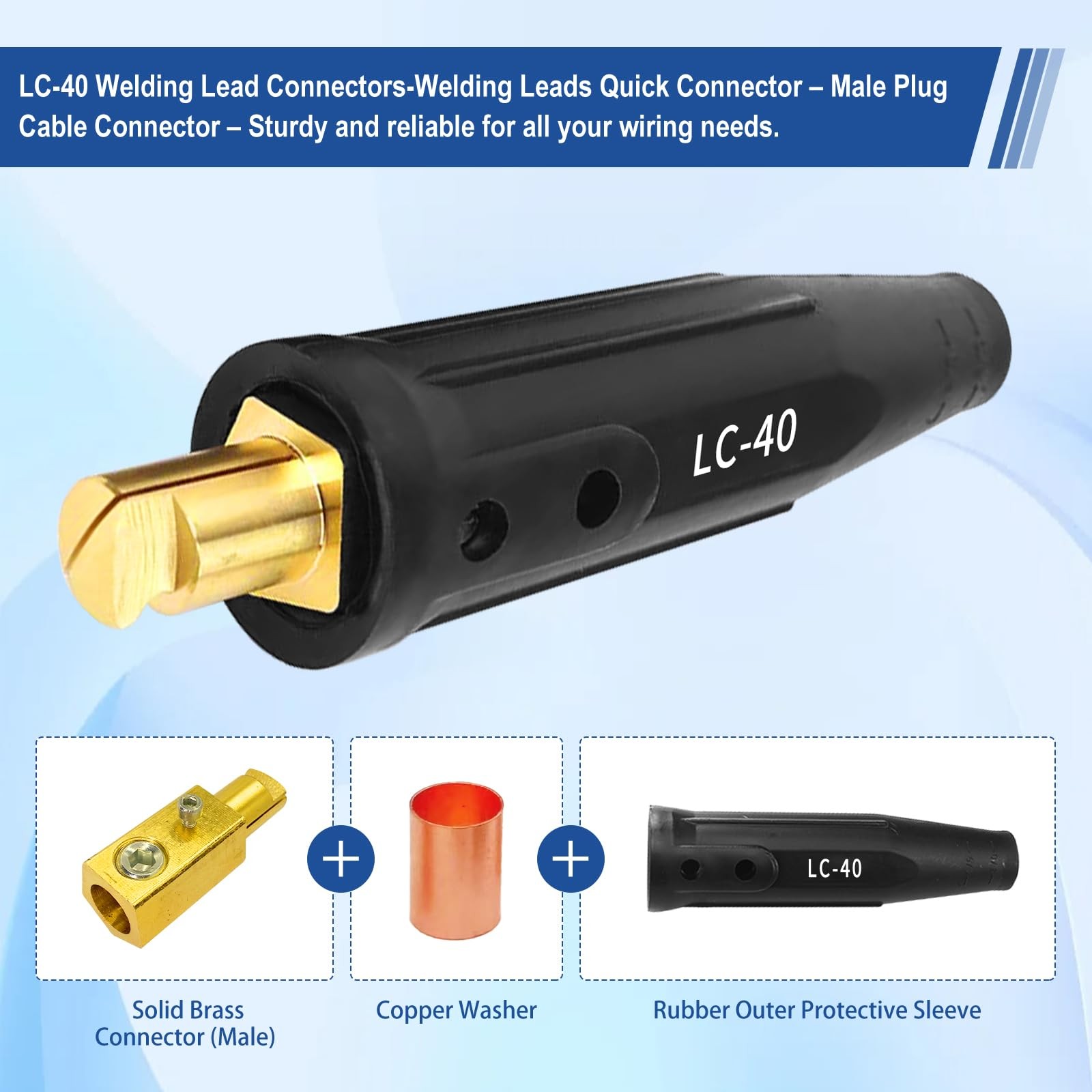 1 Set LC40 Welding Leads Connectors Cable Male Female 1/0 And 2/0 350 Amp