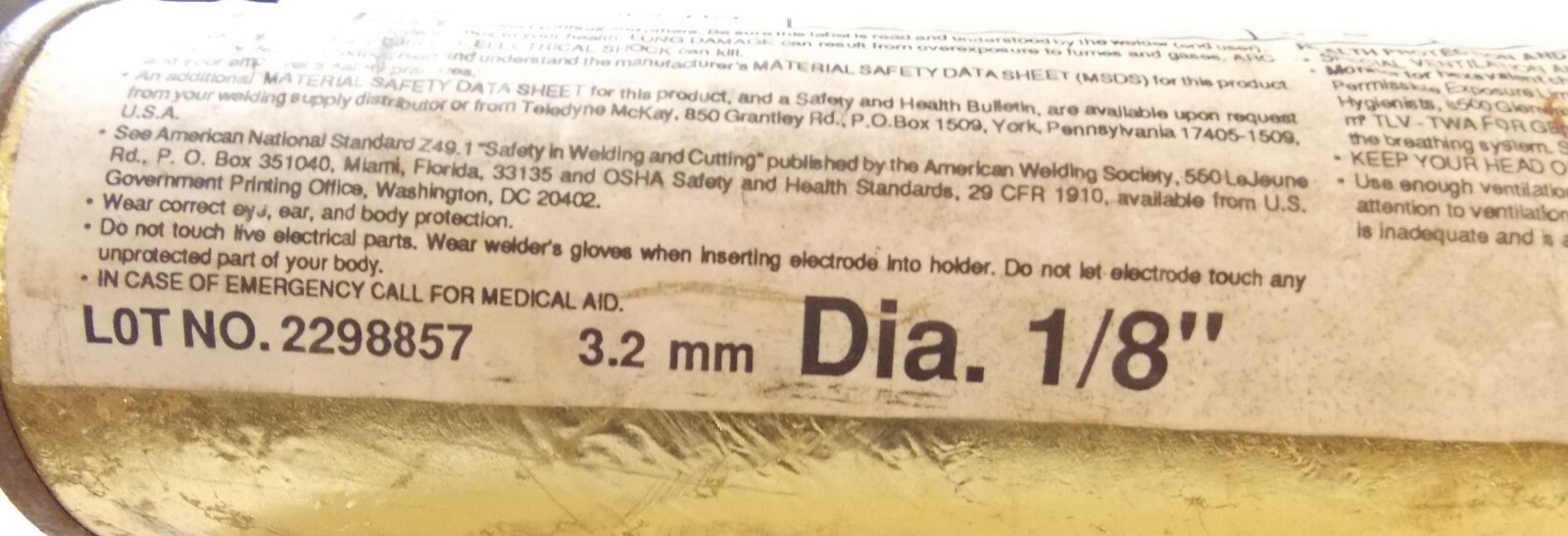 5 LBS ARC ROD 1/8″ McKAY #GP GENERAL PURPOSE,120,000 PSI ELECTRODES HI STRENGTH