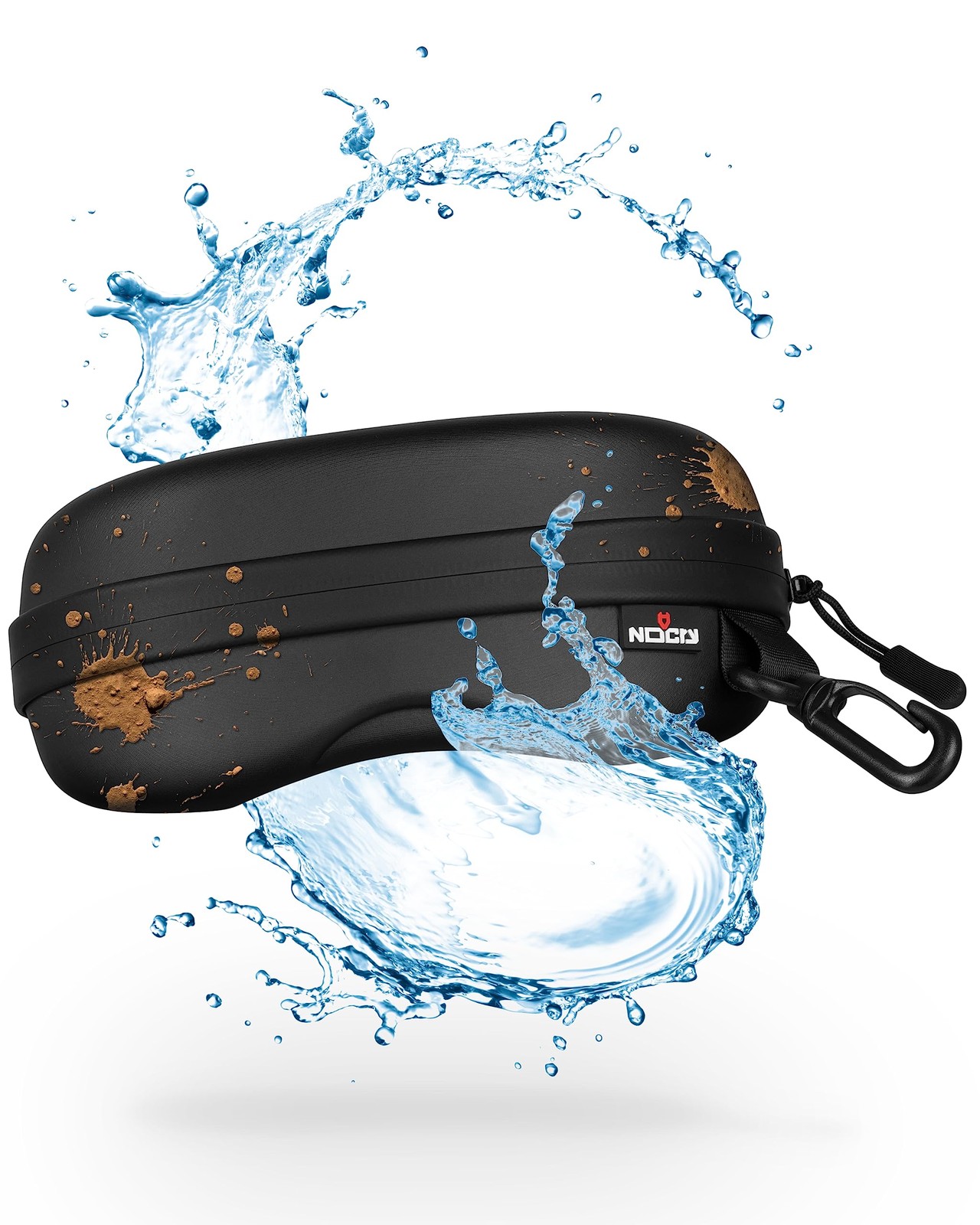 Nocry Water Resistant Safety Glasses Case with Clip – Heavy Duty Semi Hard Large