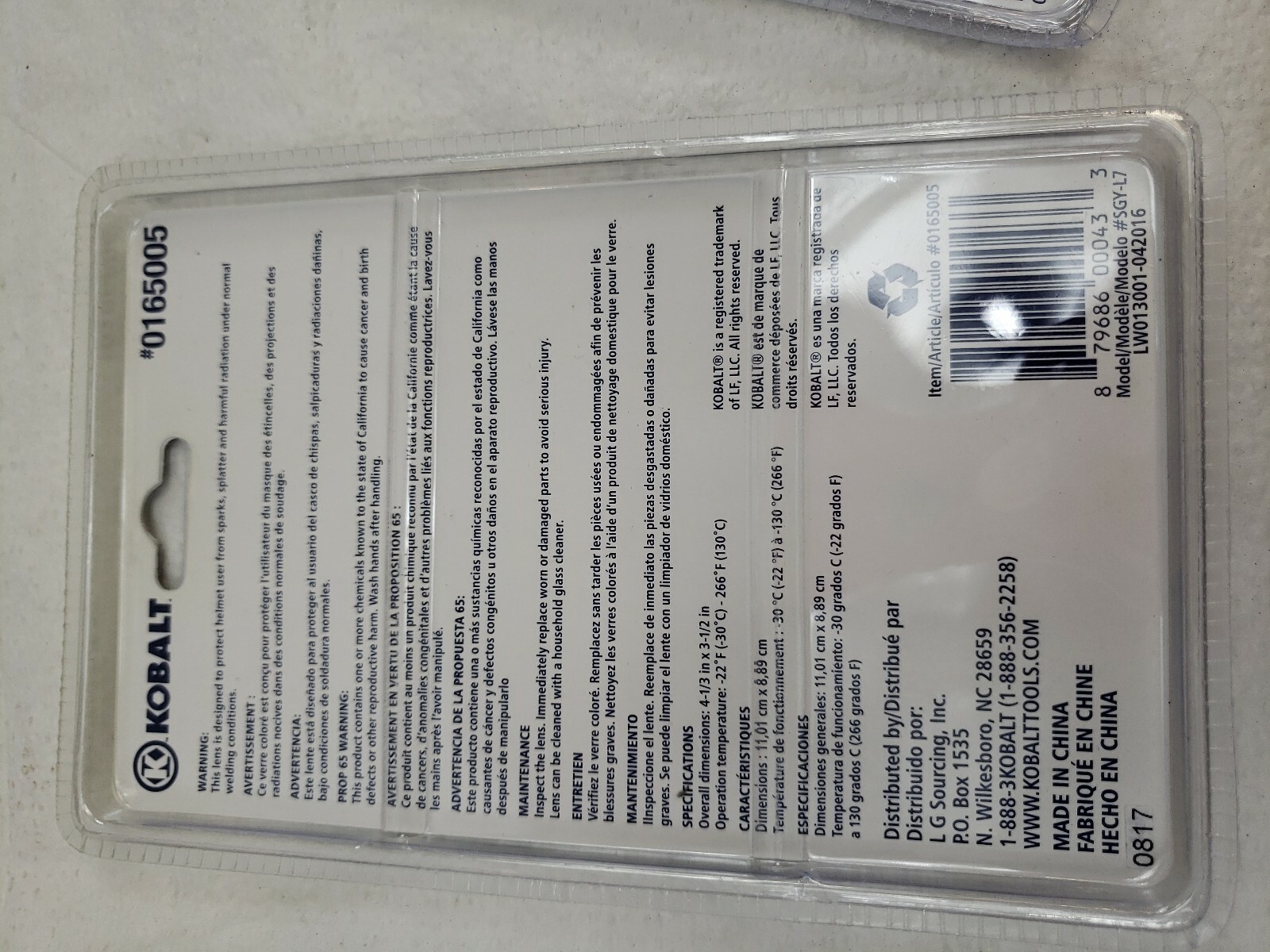 Kobalt 16505 Welding Helmet Inner Replacement Lens- SEALED-LOT OF 2