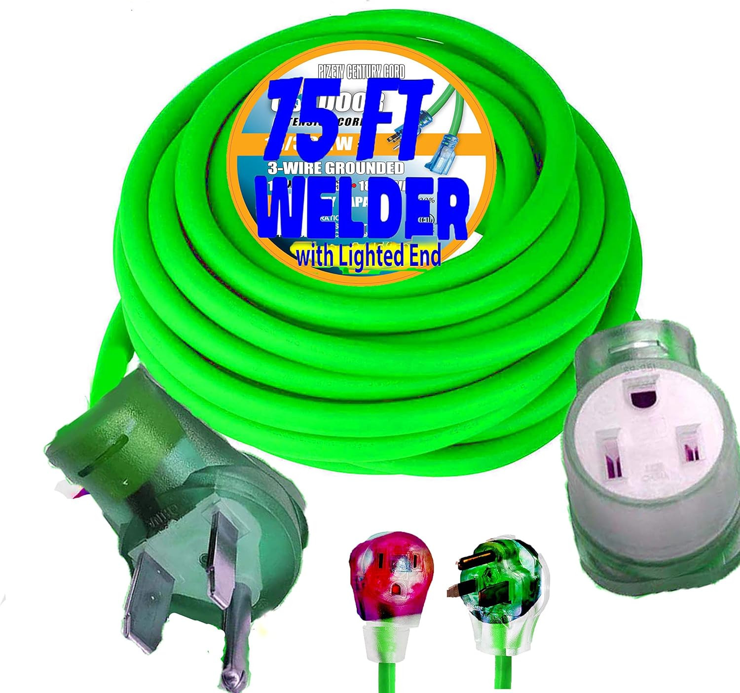 8 Gauge Welder Extension Cord 75 Ft 10,000 Watts Nema 250-Volt Welder Extension