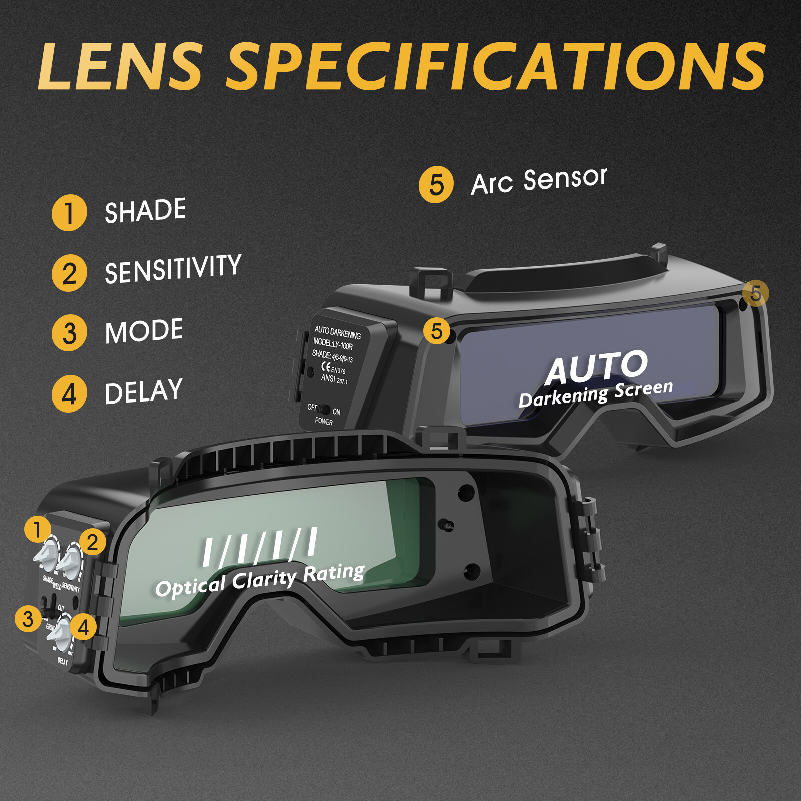 Welding Goggles Auto Darkening True Color & Detachable Eye Protection Safety