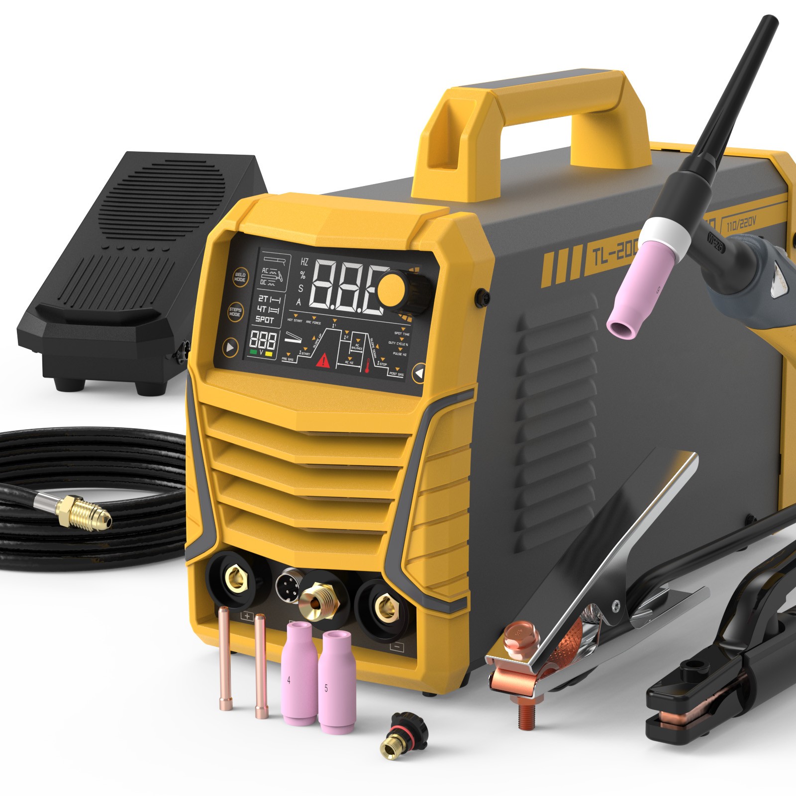 200A AC/DC TIG Welder with Pulse Aluminum Welding Kits with IGBT Inverter.