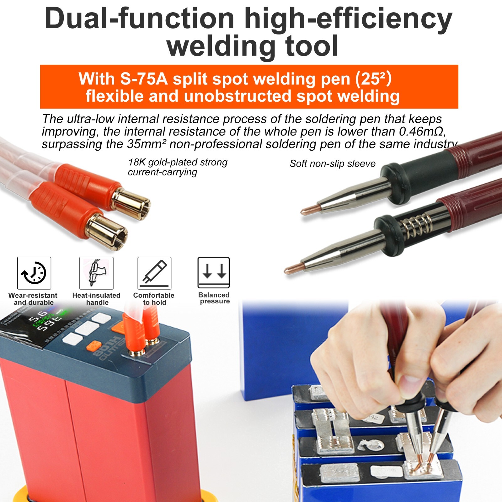 3500A GLITTER 801H Battery Spot Welder Aluminum To Nickel Spot Welding Machine