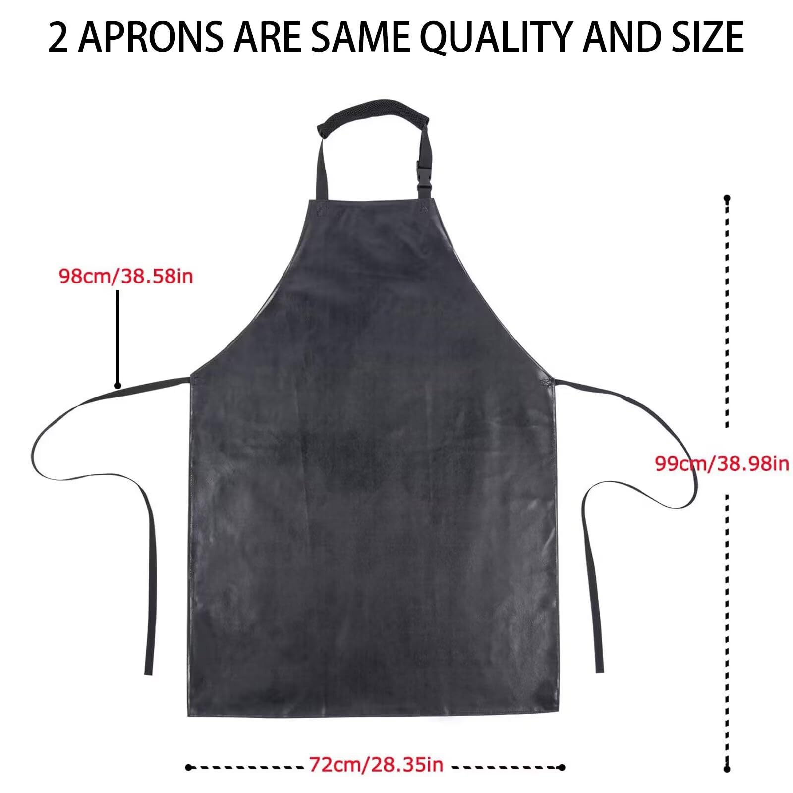 Homsolver 2 Pack Waterproof Rubber Standard, Black Aprons Without Pockets