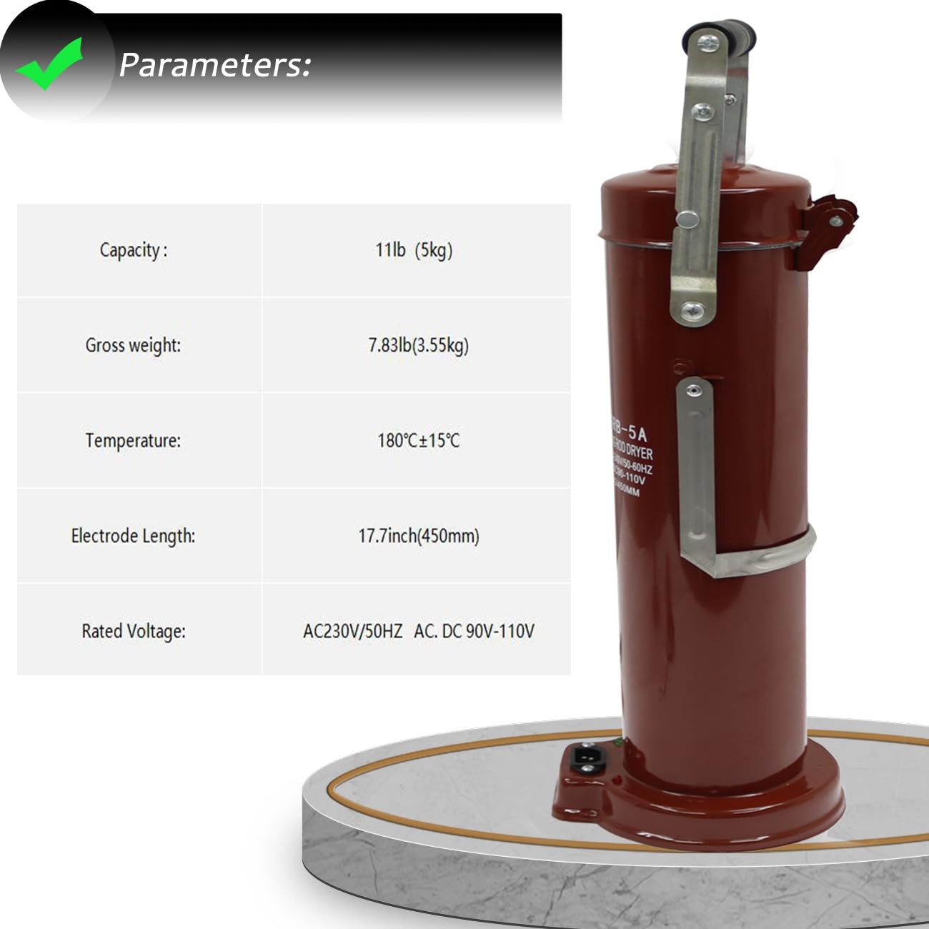 PreAsion Portable Electrode Drying Oven Heavy-Duty Welding Rod 5KG/11LBS