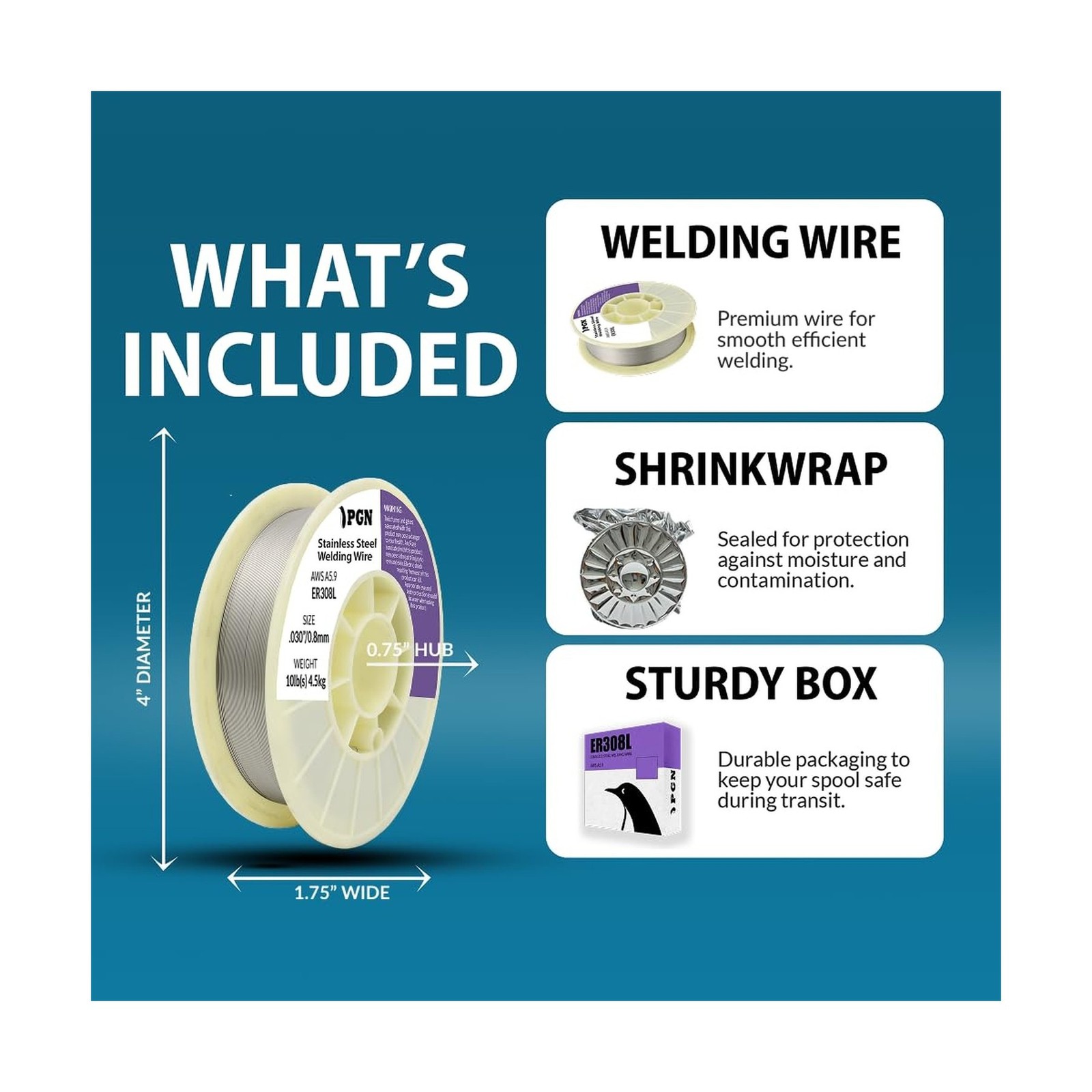 (2 Pack) PGN Stainless Steel MIG Welding Wire – ER308L .030 Inch, 10 Pound Sp…