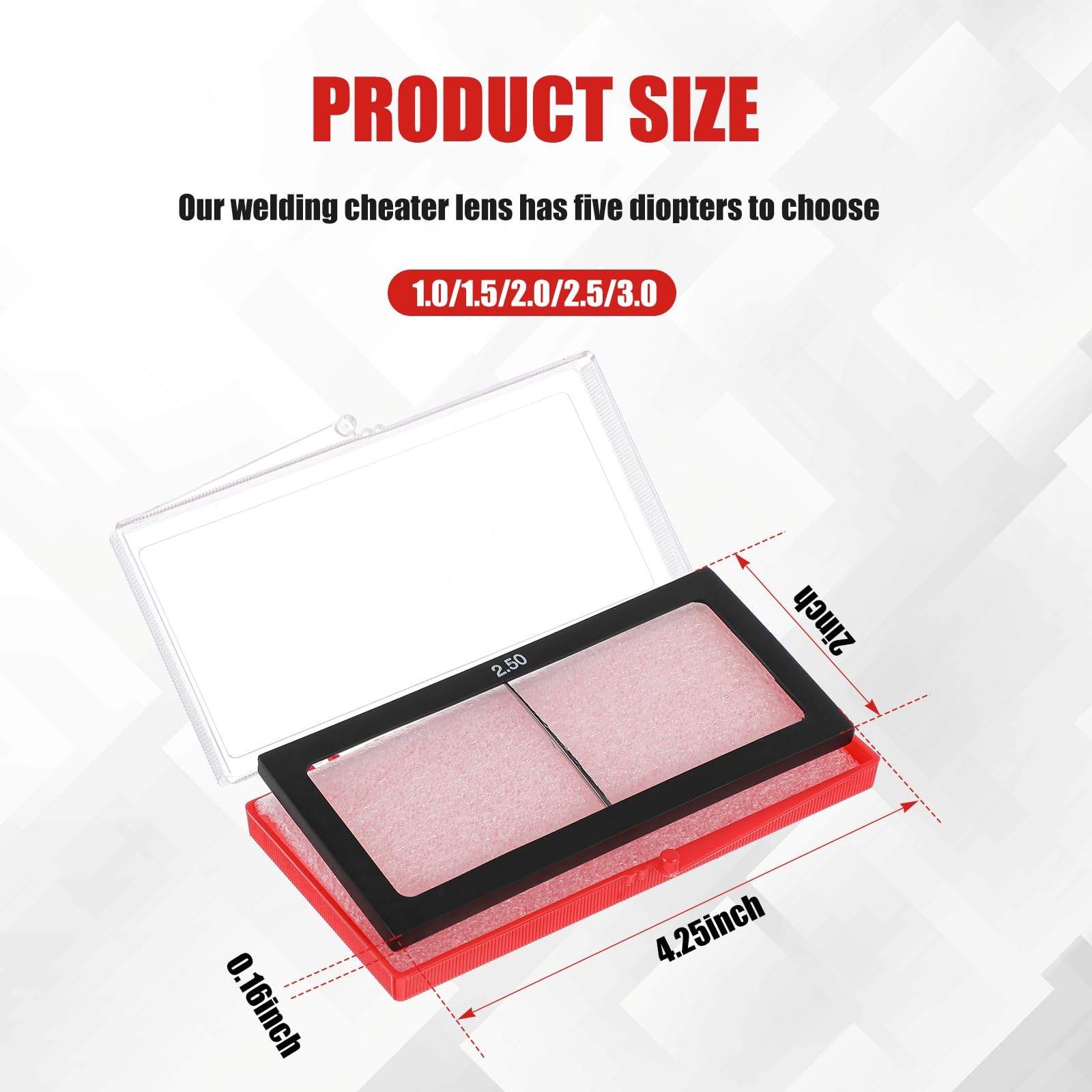 Chapou Magnification Welding 1.0/1.5/2.0/2.5/3.0 Diopter,2″ X 4.25″, Glass