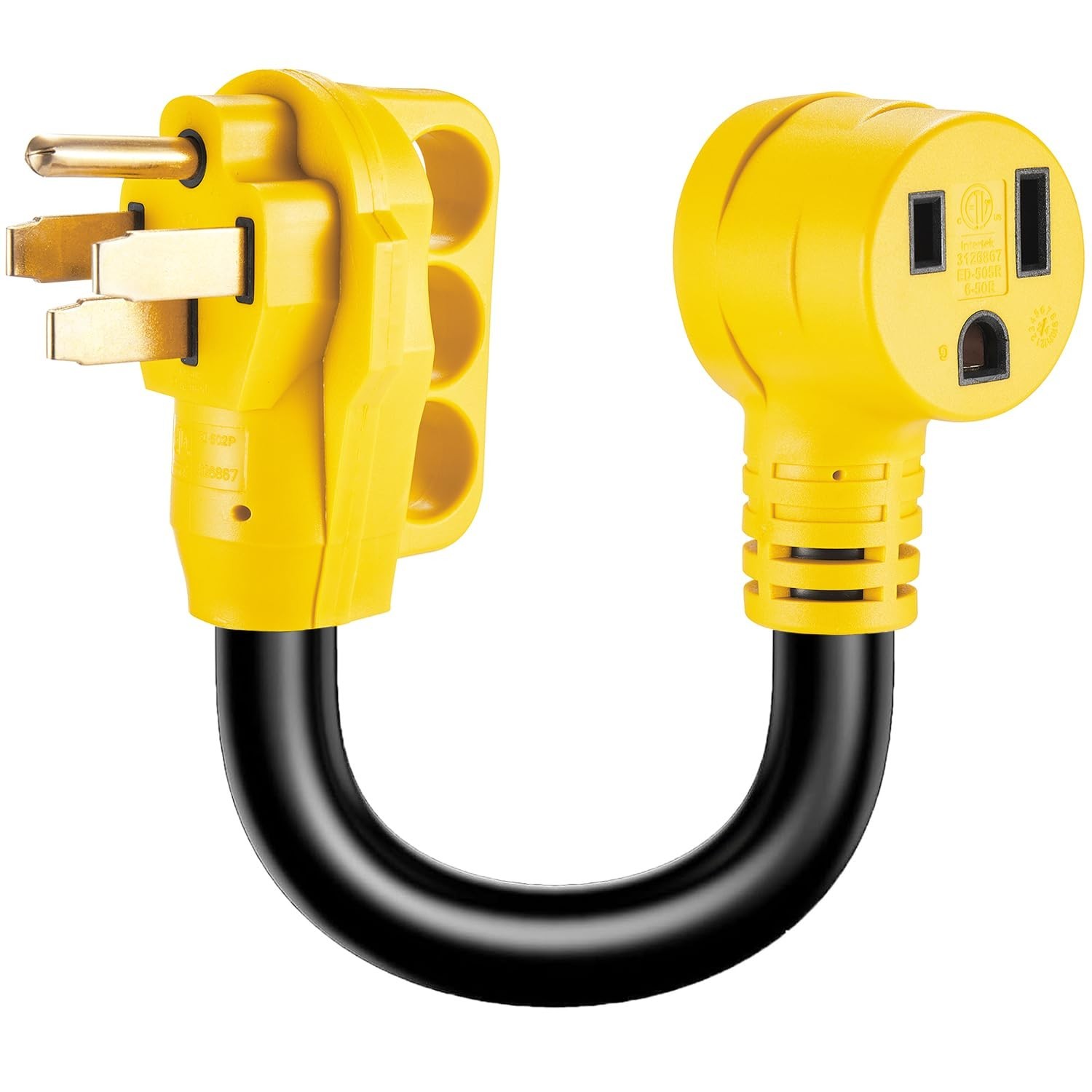 50 Amp Welder Adapter Cord, 6 AWG NEMA 14-50P to 6-50R, Heavy Duty 1ft, ETL List