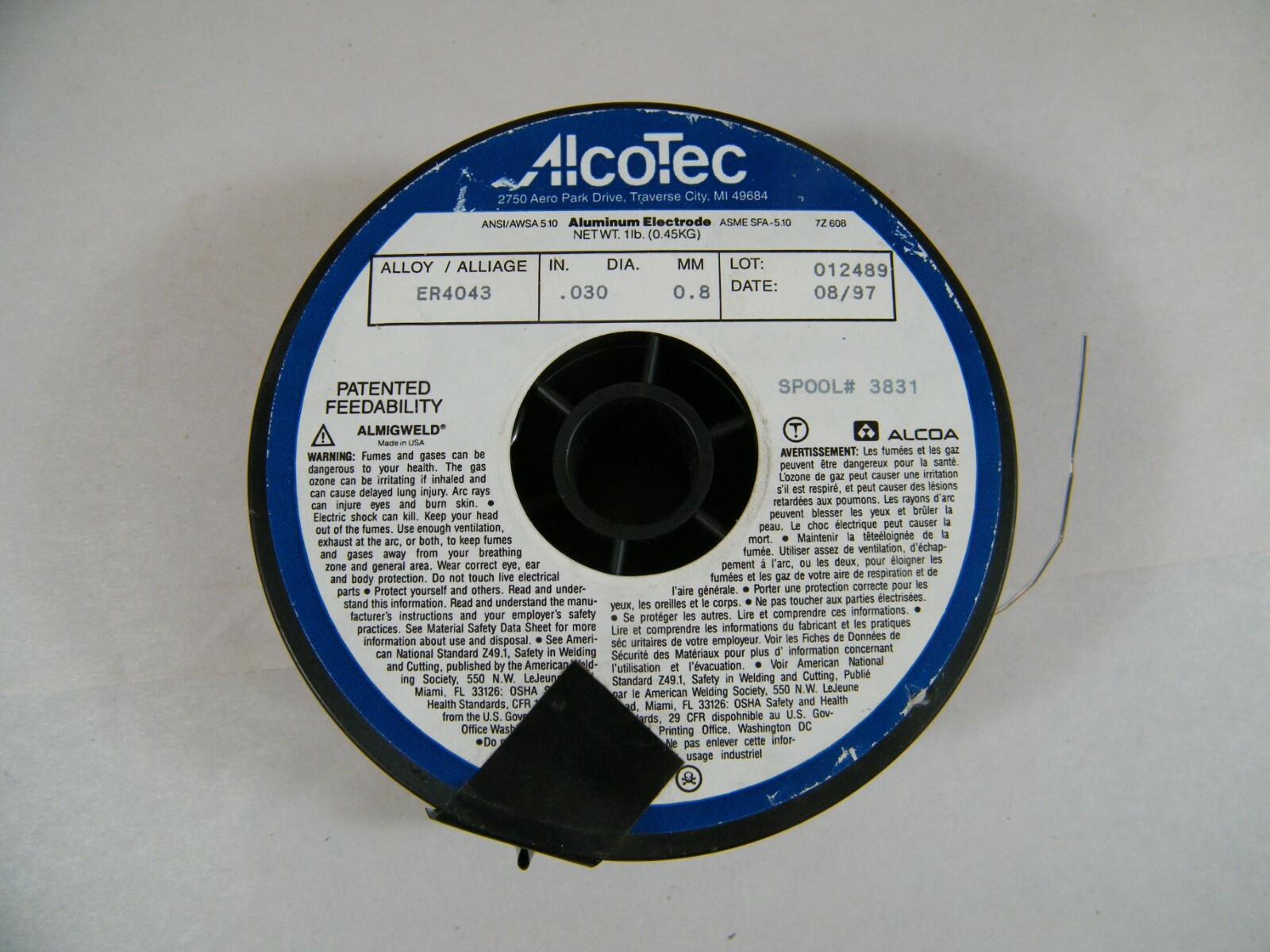 2+ POUNDS OF ALUMINUM WIRE FEED WELDING WIRE, ALCOTEC & UNKNOWN, ER 4043 & 3704