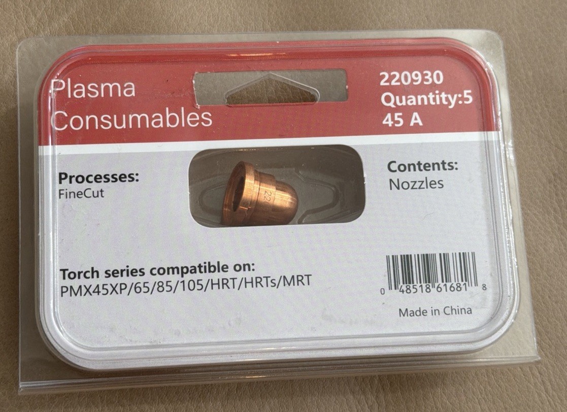 Fine Cut Plasma Cutter Nozzles #220930 / For PMX45XP/65/85/105/HRT/HRTs/MRT