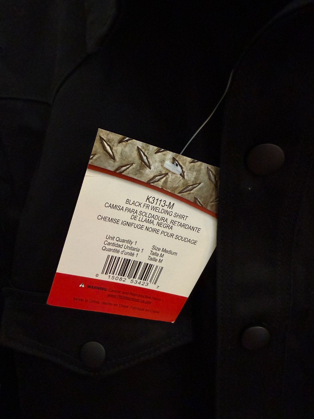 Lincoln Electric K3113 FR Welding Shirt Black Flame Resistant Medium 2 Pockets