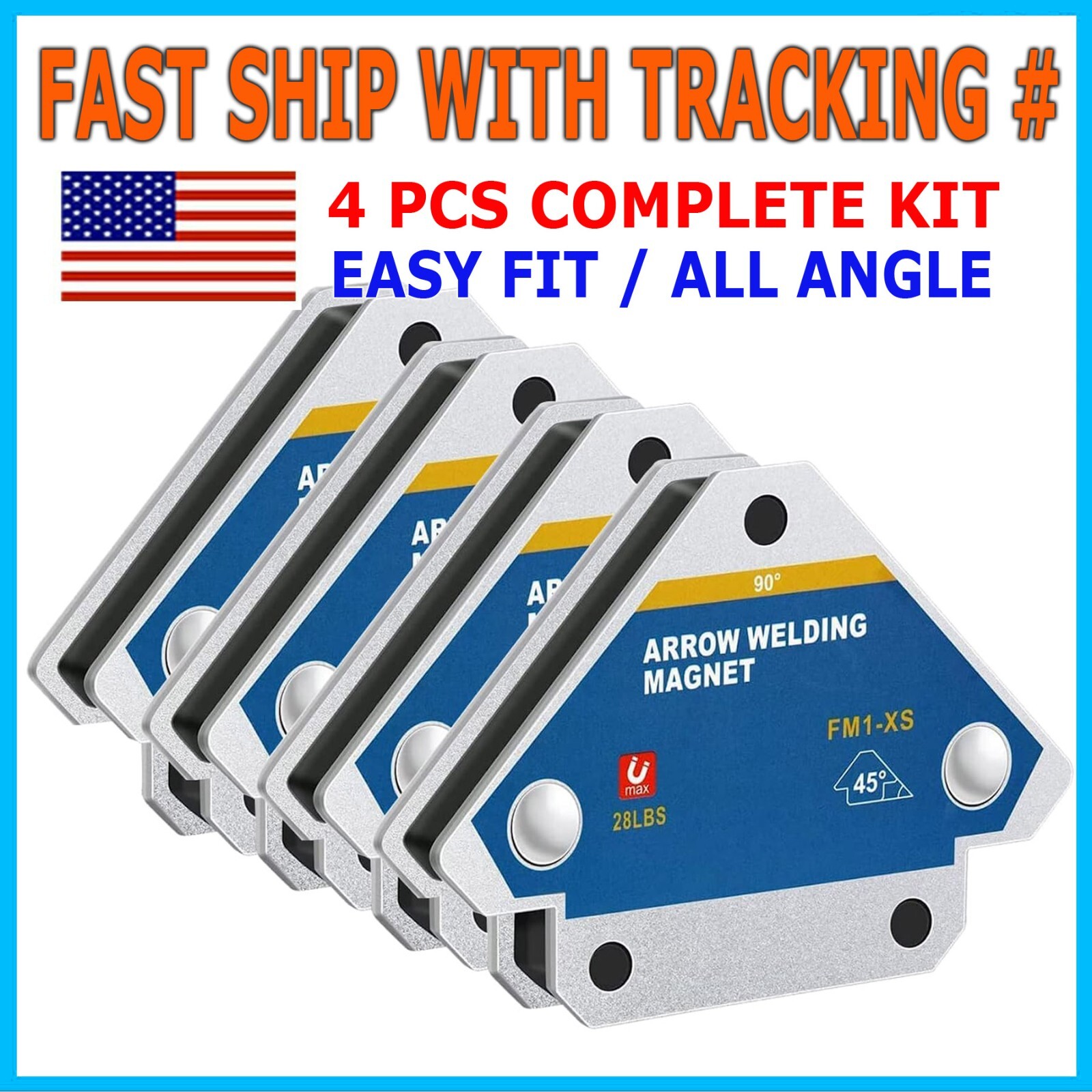 4 pcs 28lbs Welding Welders Magnet Magnetic Power Holder- 45 90 135 Angles