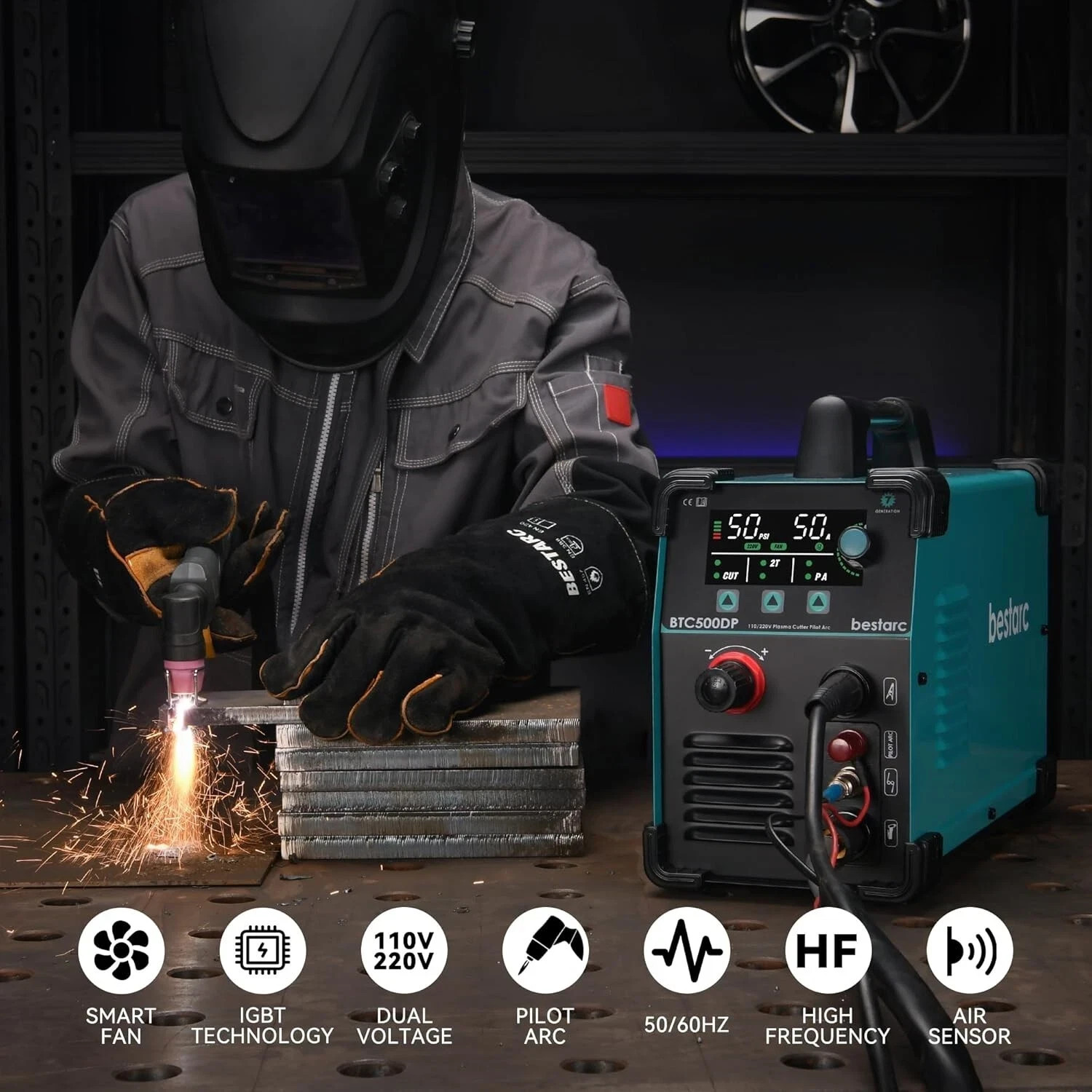 Plasma Cutter Cutting Machine Pilot Arc BTC500DP 50Amps Dual Voltage 110/220V