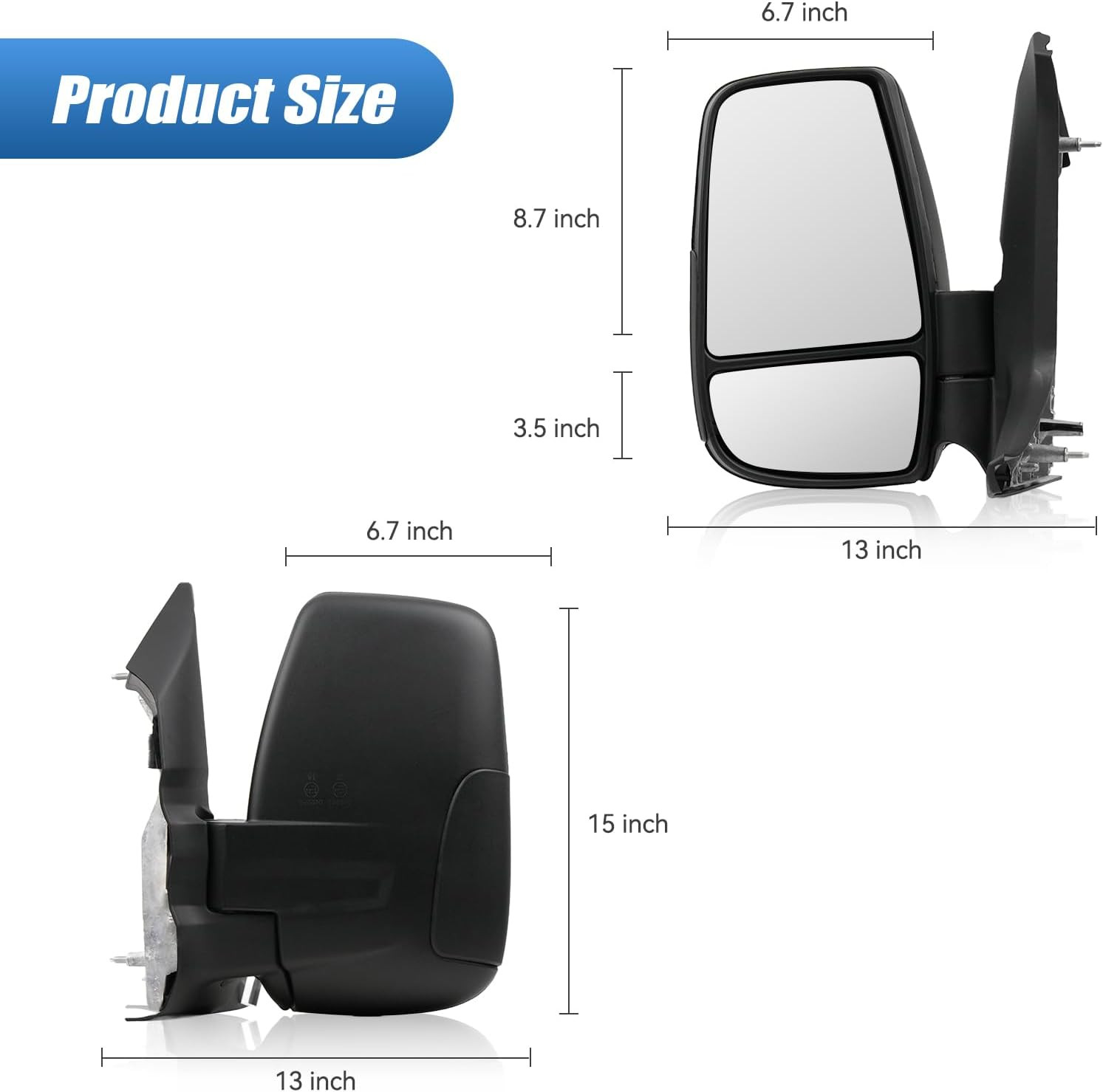 Side Mirror for Ford Transit 2015-2025, Driver Left Short Arm Front Door Mirrors