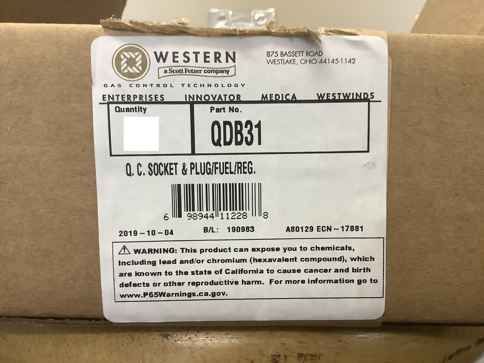 Western QDB31 Regulator To Hose Fuel Gas Quick Connects