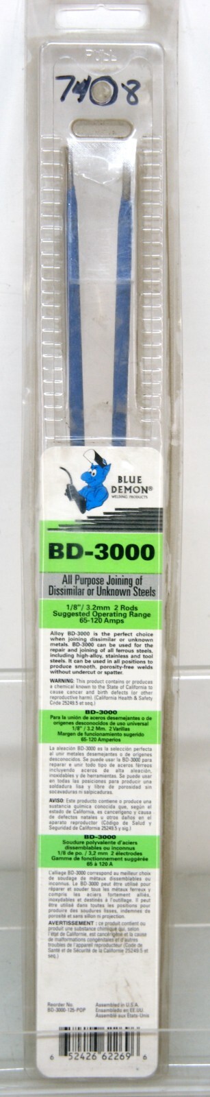 BD-3000 Blue Demon Welding Rods 1/8” / 3.2mm 2 Rods 65-120 Amps 7408