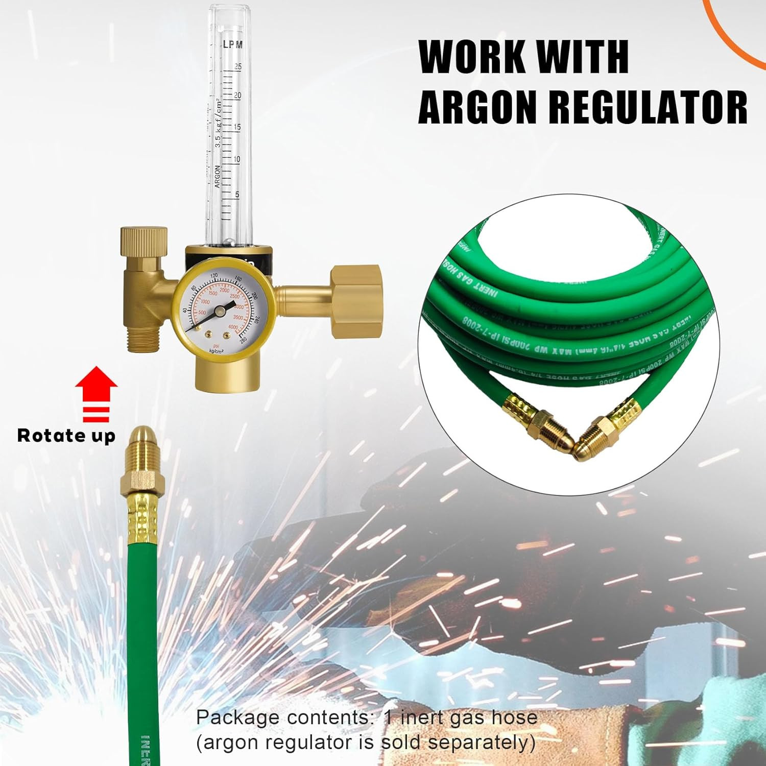 100FT Argon Gas Hose, Inert Gas Welding Hoses for MIG/TIG Welding Regulator, Arg