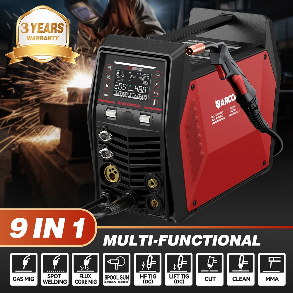 ARCCAPTAIN MIG205MP 205A 9-in-1 MIG Welder Plasma Cutter Pulse MIG TIG 120/240V