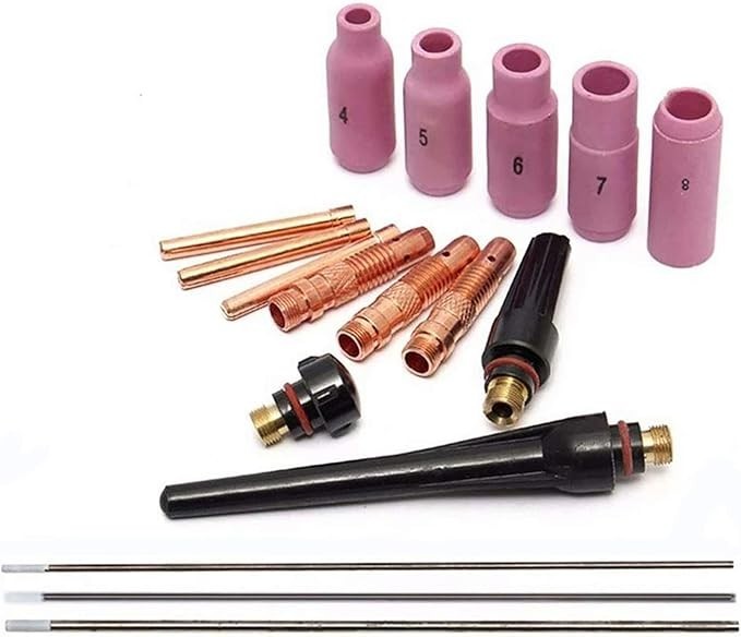 TIG Welder Accessories Kit for WP-17 Welding Gas Torch Parts Kit 17pcs Electrode