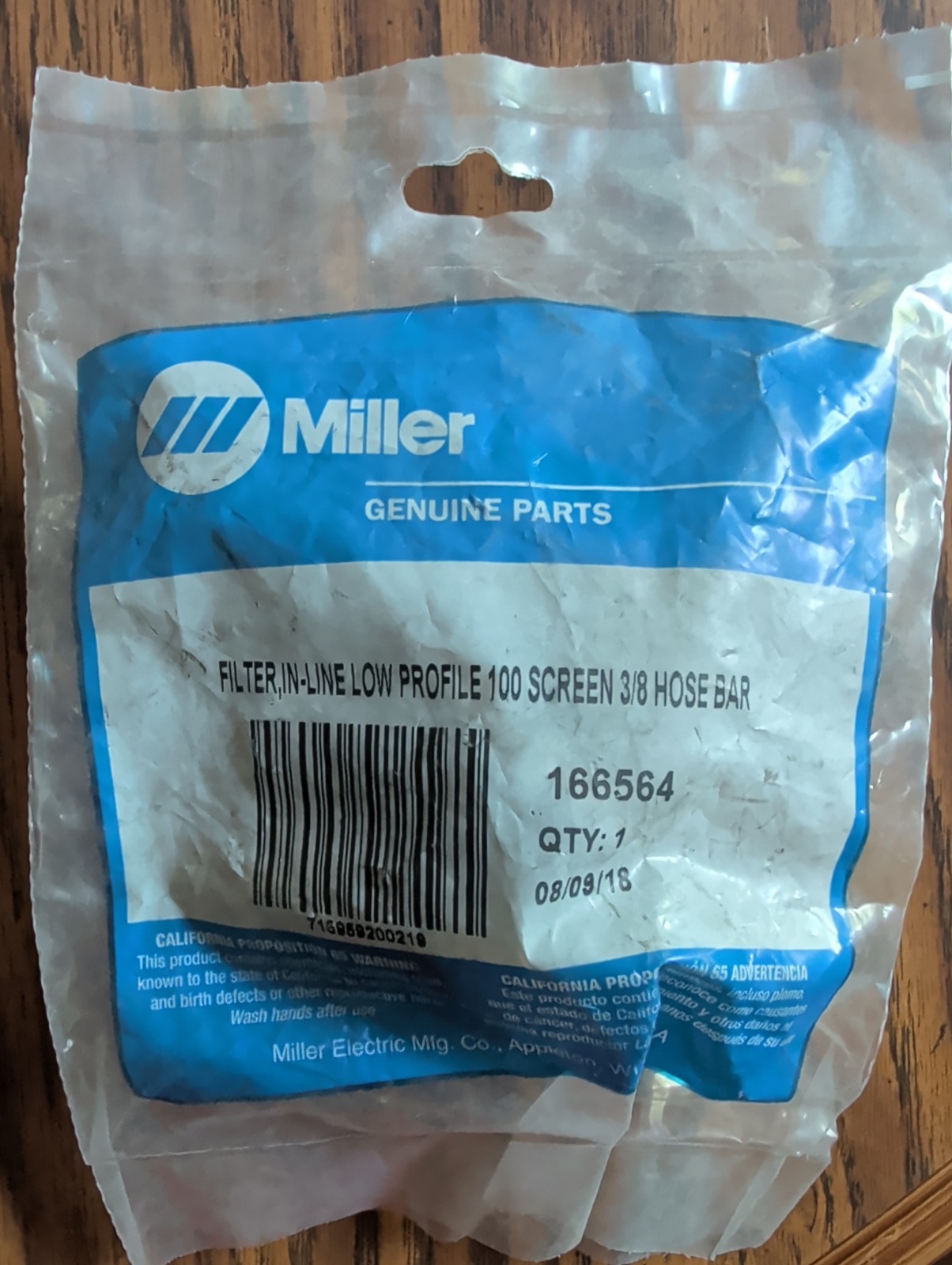 Miller Genuine Parts Filter/In-line Low Profile 100 Screen 3/8 Hose Barb Part