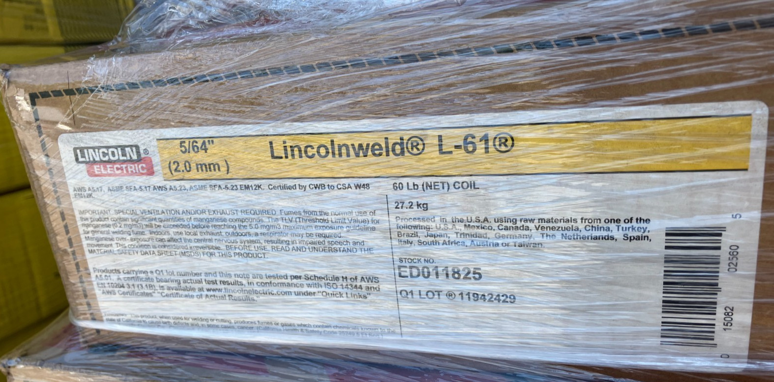 60 LBS Lincoln weld L-61 ED011825 Carbon Steel Submerged Arc Welding Wire 5/64″