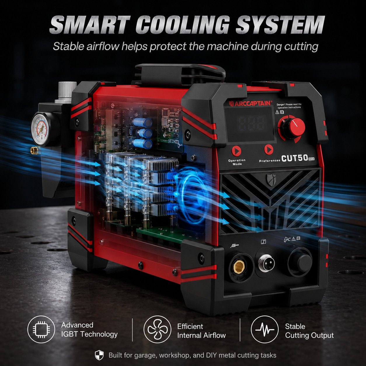 ARCCAPTAIN Plasma Cutter 50A Large LED Display 110V/220V Dual Voltage DC 2T/4T🔥