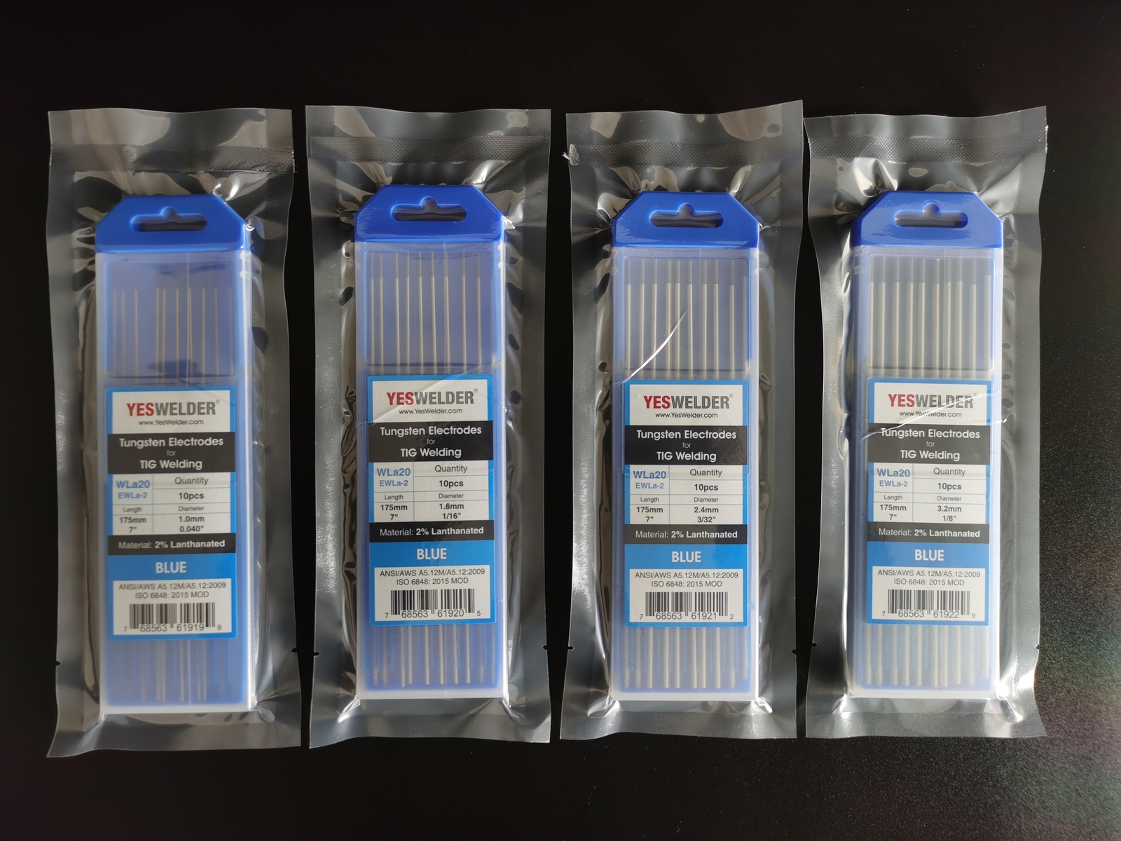 TIG Welding Tungsten Electrode 2% Lanthanated .040″-5/32″x7″(Blue, EWLa-2) 10-pk