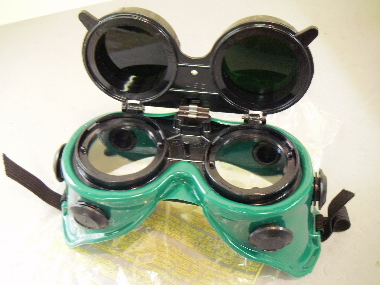 US Safety U002368150 Green Frame Flip Up 5.0 Welding Goggles Steampunk