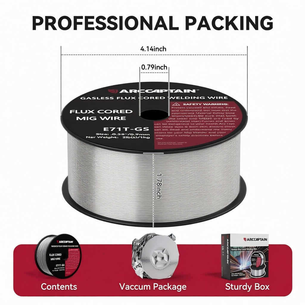 ARCCAPTAIN Flux Core Gasless Mig Wire Mild Steel-E71TGS .035″ 0.9mm Welding Wire