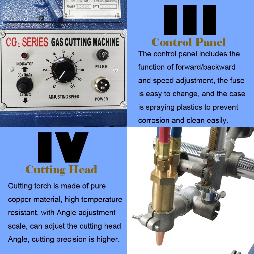CG1-30C Semi-auto Torch Track Burner Gas Cutting Machine 110V 5.9ft Track