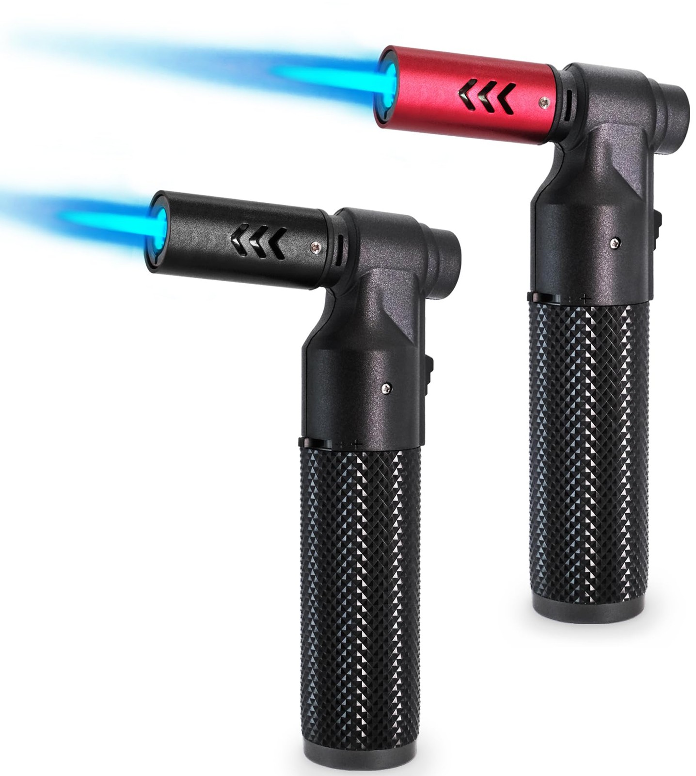 Zoocura 2 Pack Butane Torch Lighter Big Jet Flame 2 Pack, Black + Red