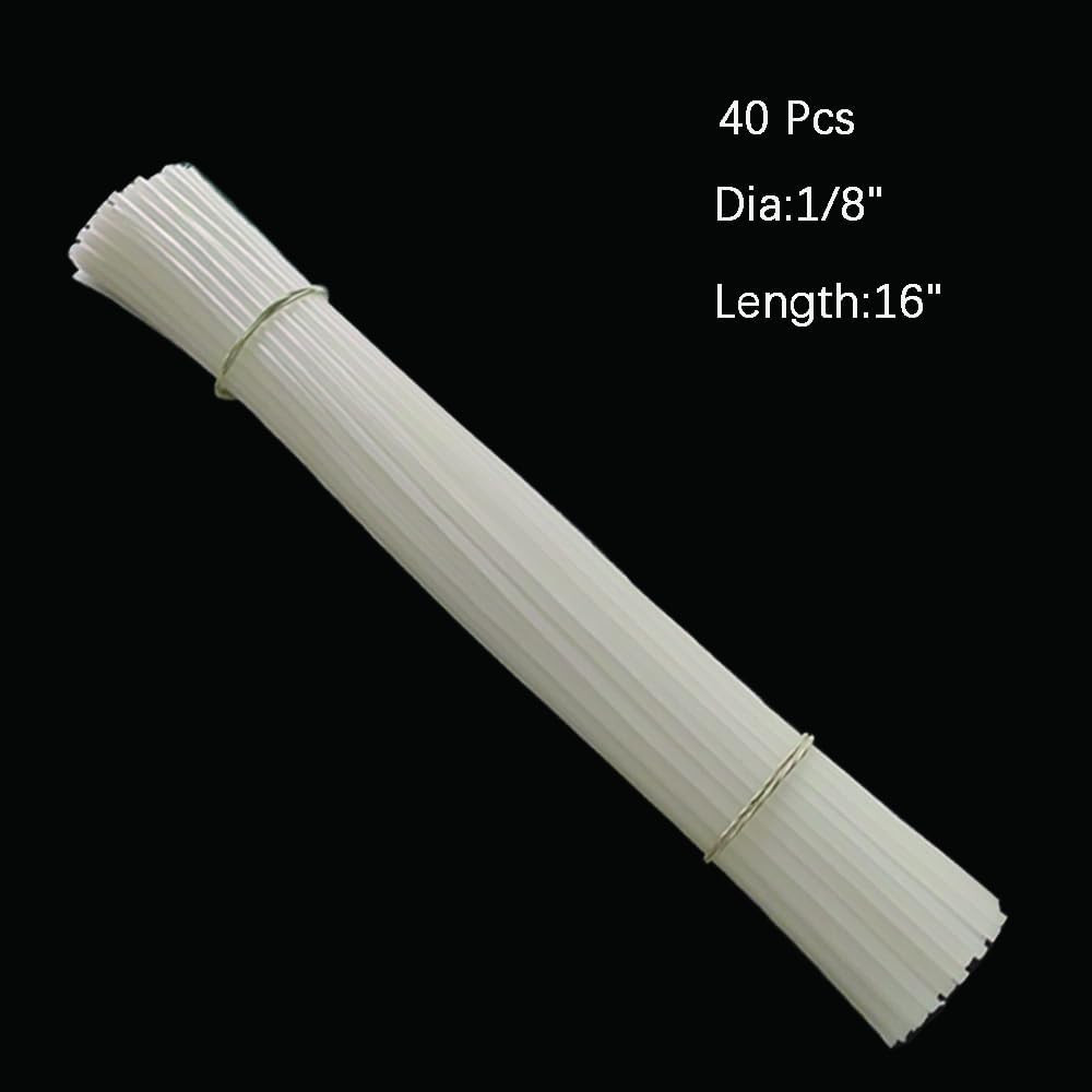 40 Pcs 16-Inch Length White HDPE Plastic Welding Rod,1/8″ Diameter,High Density