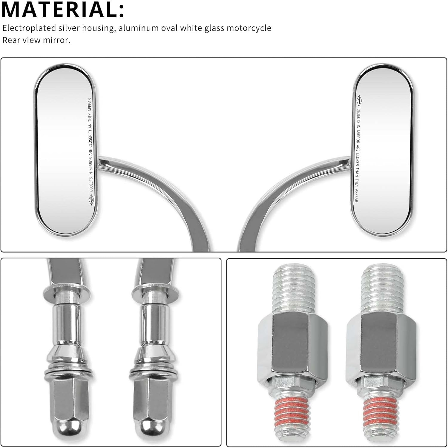 Chrome Motorcycle 8Mm 10Mm Sportster Mirrors for Harley Road King Street Electra