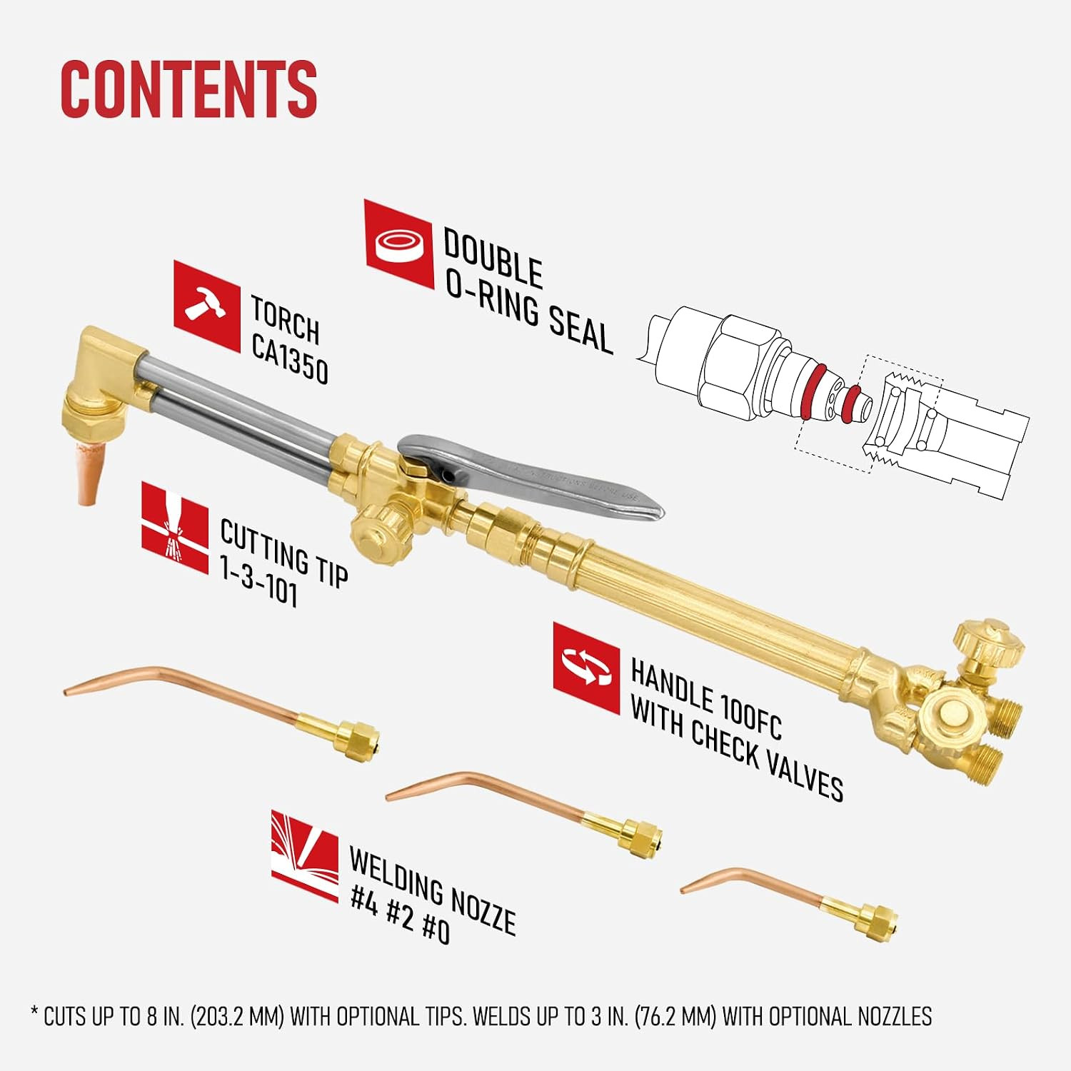 Medium Duty Oxy Acetylene Cutting Torch Kit with Check Valves | CGA540 & CGA510