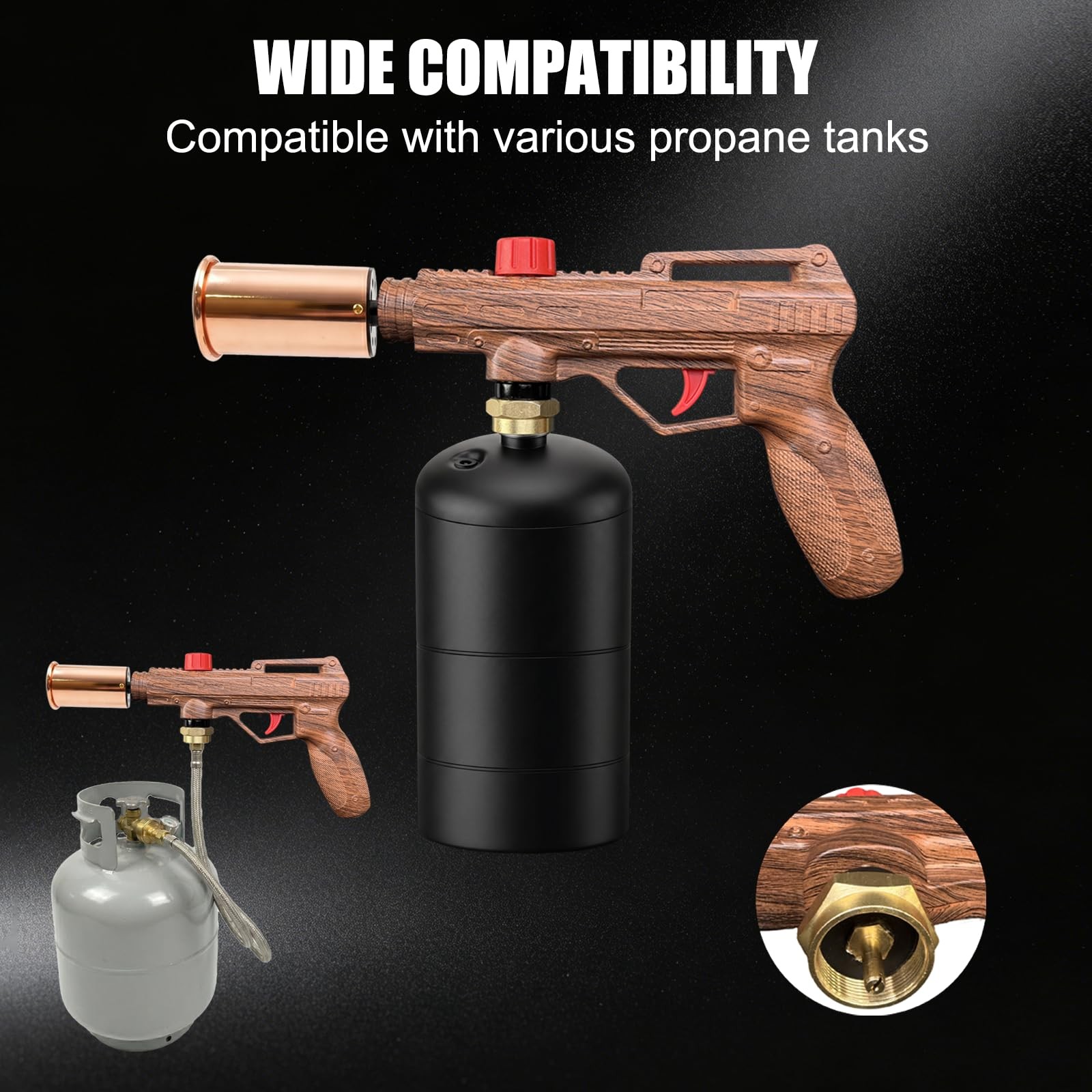 HOLYEDGE Powerful Propane Torch Gun, Adjustable Flame Kitchen Blow Wood