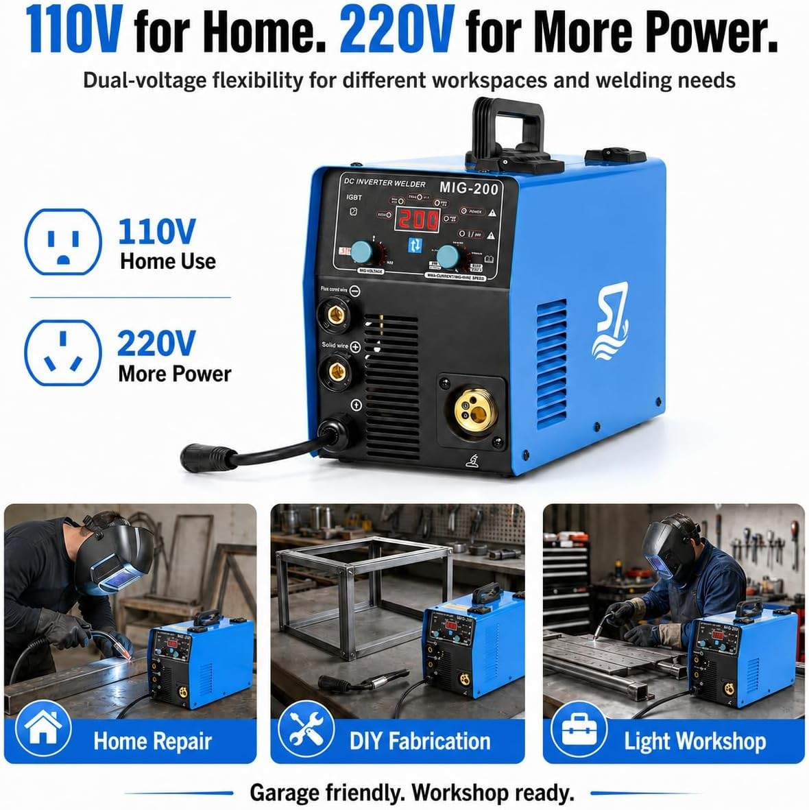 S7 MIG Welder 120V Gas Gasless Flux Core Welding Machine