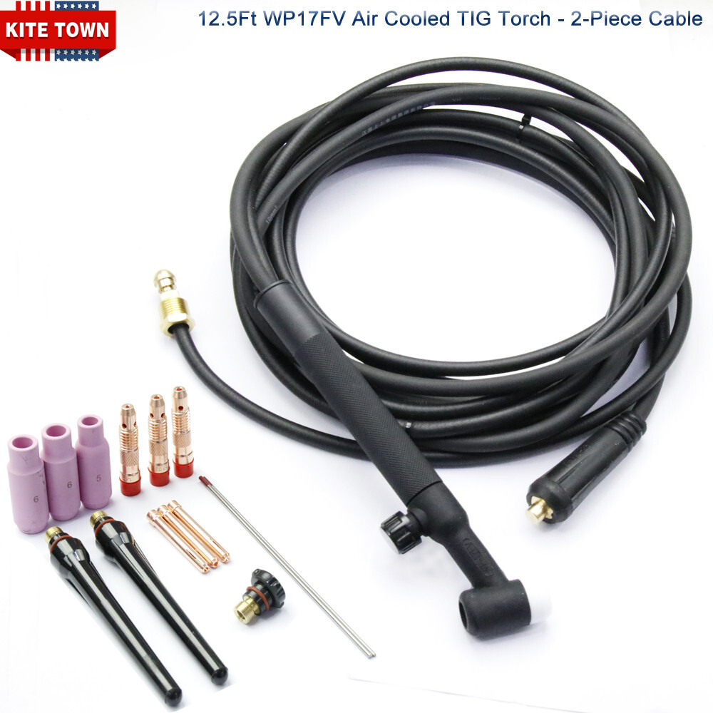 WP 17FV-12Ft-Air Cooled TIG Torch with Valve 2-Piece Cable with Dinse Connector
