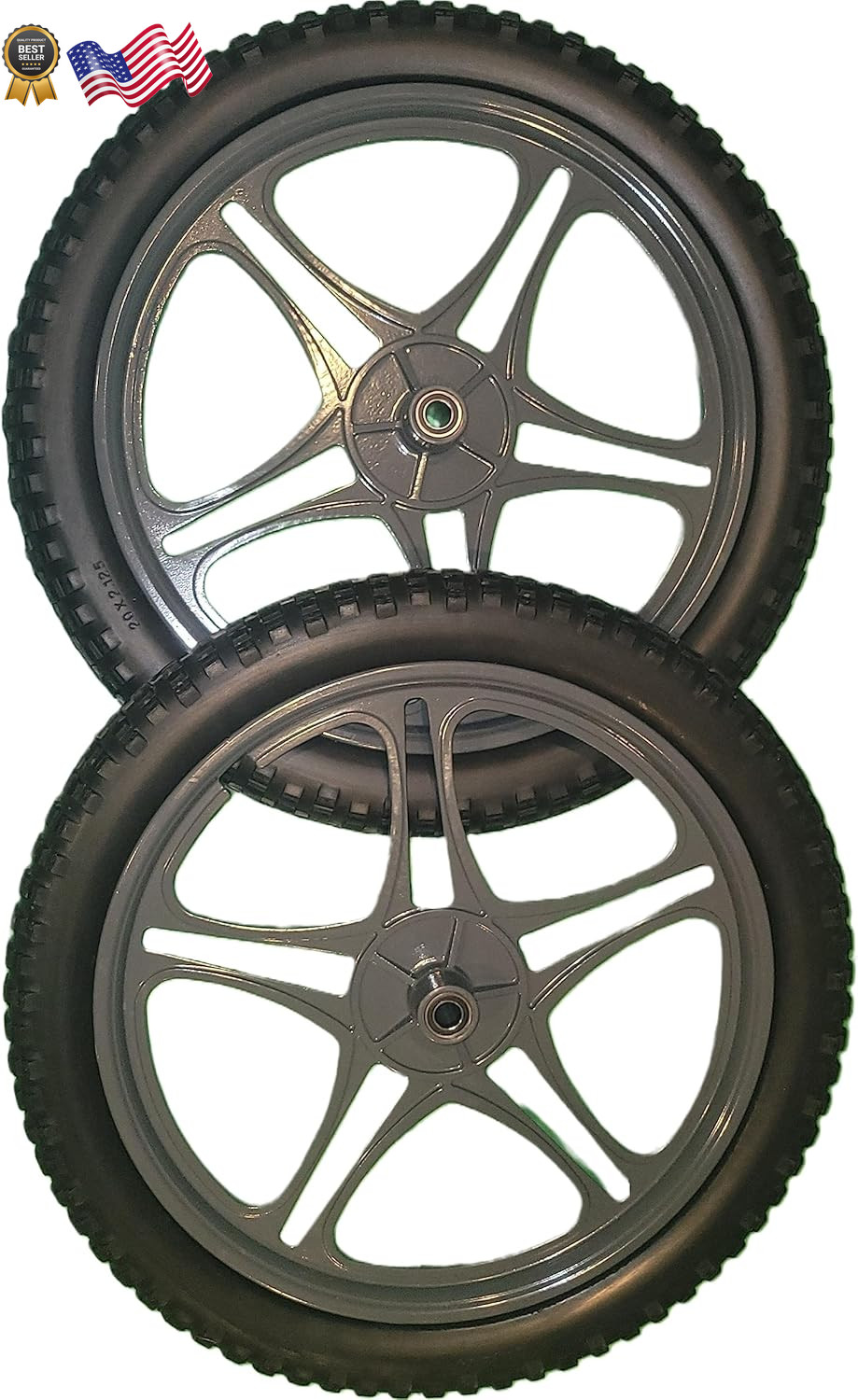 20 inch Tire & Aluminum Wheel for Utility or Game Cart (two pack) Extra Strong