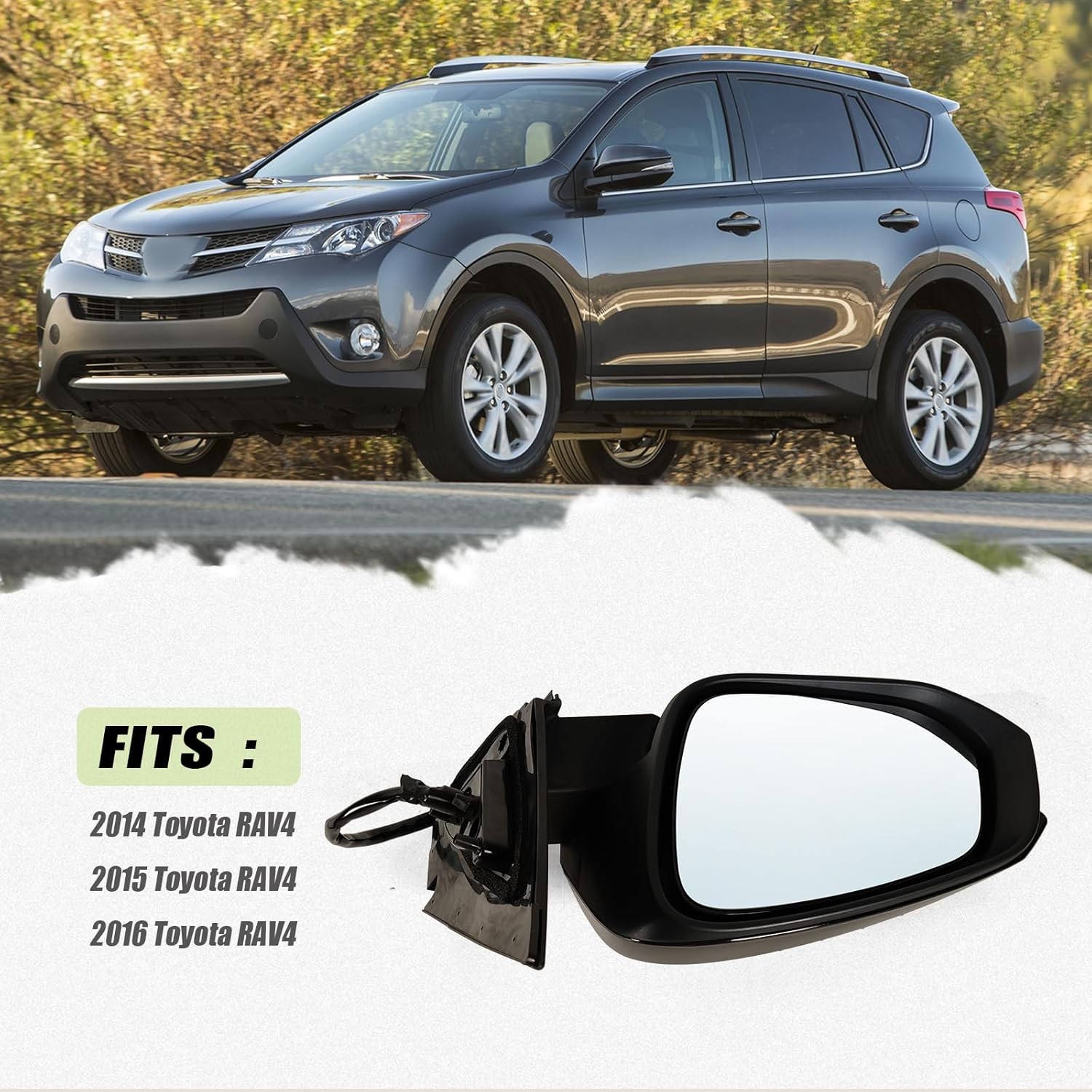 Left Driver Side Mirror Fits 2013-2015 Toyota RAV4 with Power Heated Turn Signal