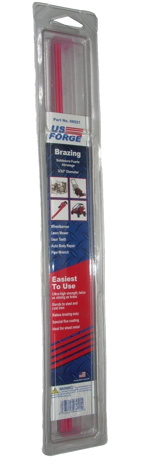 US Forge Brazing Rods Flux Coated Low Fuming Bronze 3/32 in Dia 3 pk – 08021