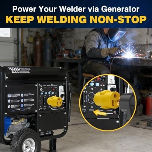 240V 50A to 30A Welder Adapter, NEMA L14-30P to 6-50R, 4-Prong Twist-Lock Plug