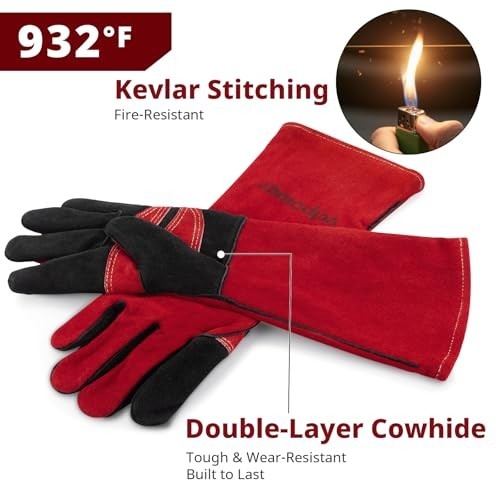 Extreme Heat Welding Gloves 16″ Fire Resistant Leather for MIG TIG BBQ Furnace X