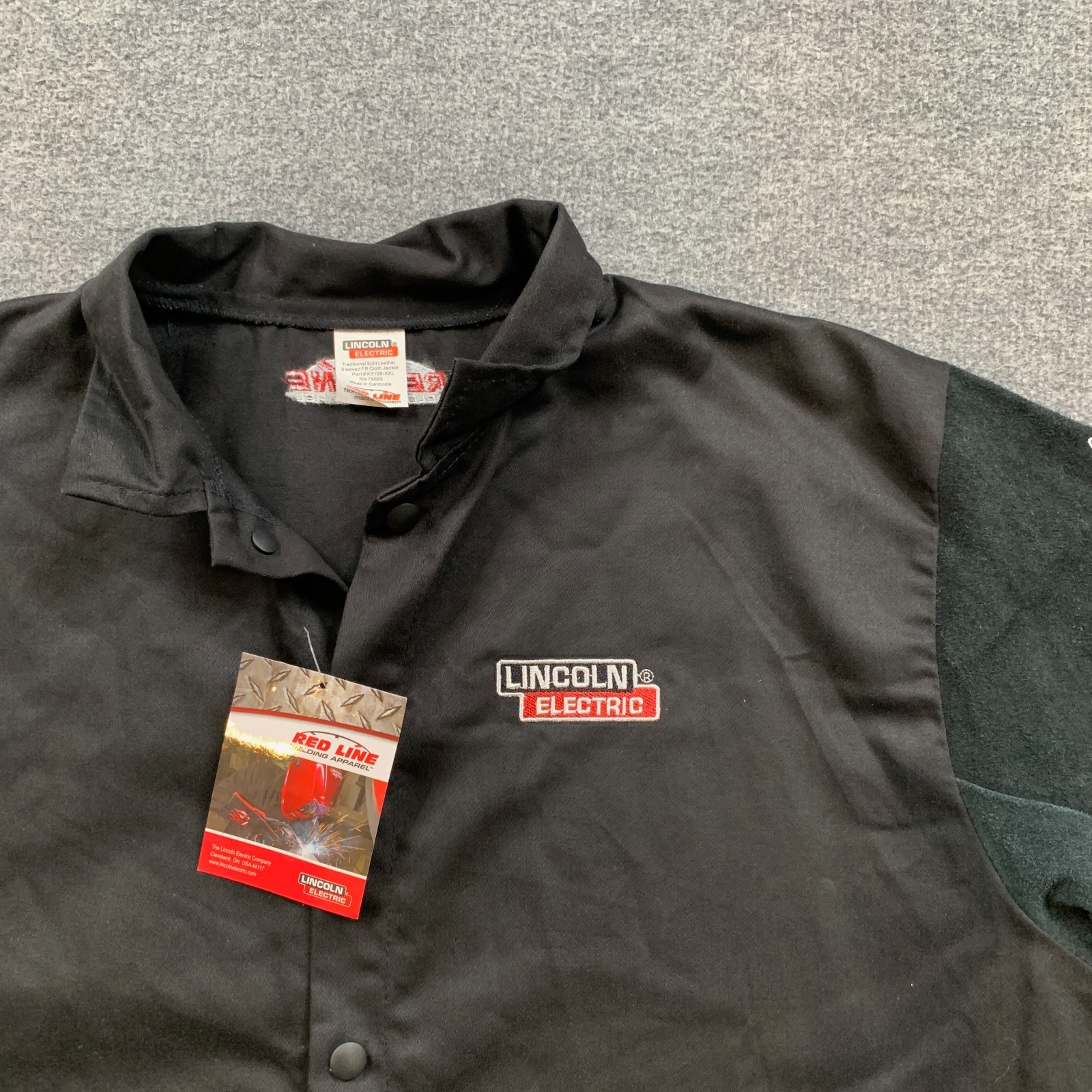 Lincoln Electric Jacket Mens 2XL Welding Traditional Split Leather Sleeve FR