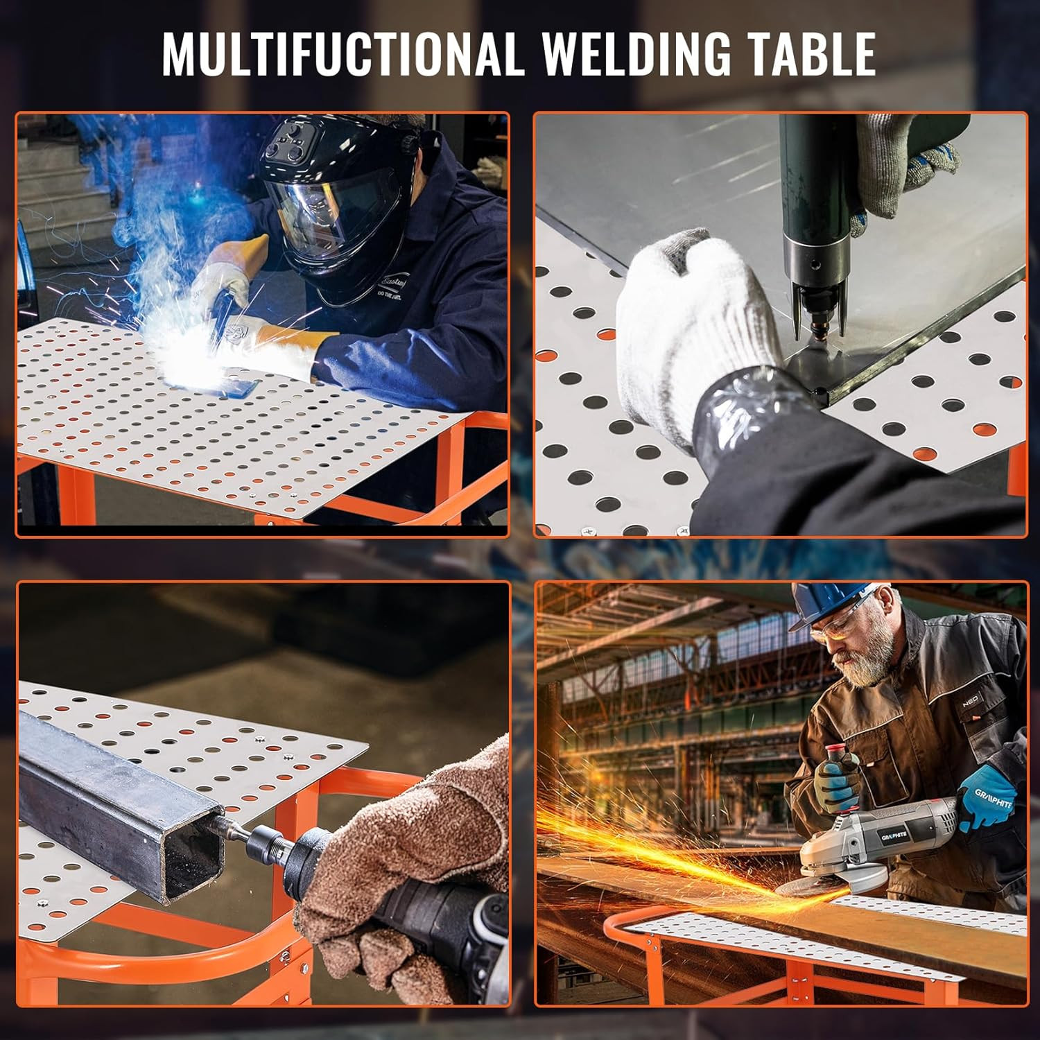 36″ x 24″ Welding Table 600 LBS Welding Workbench with 5/8” Holes and Pegboard