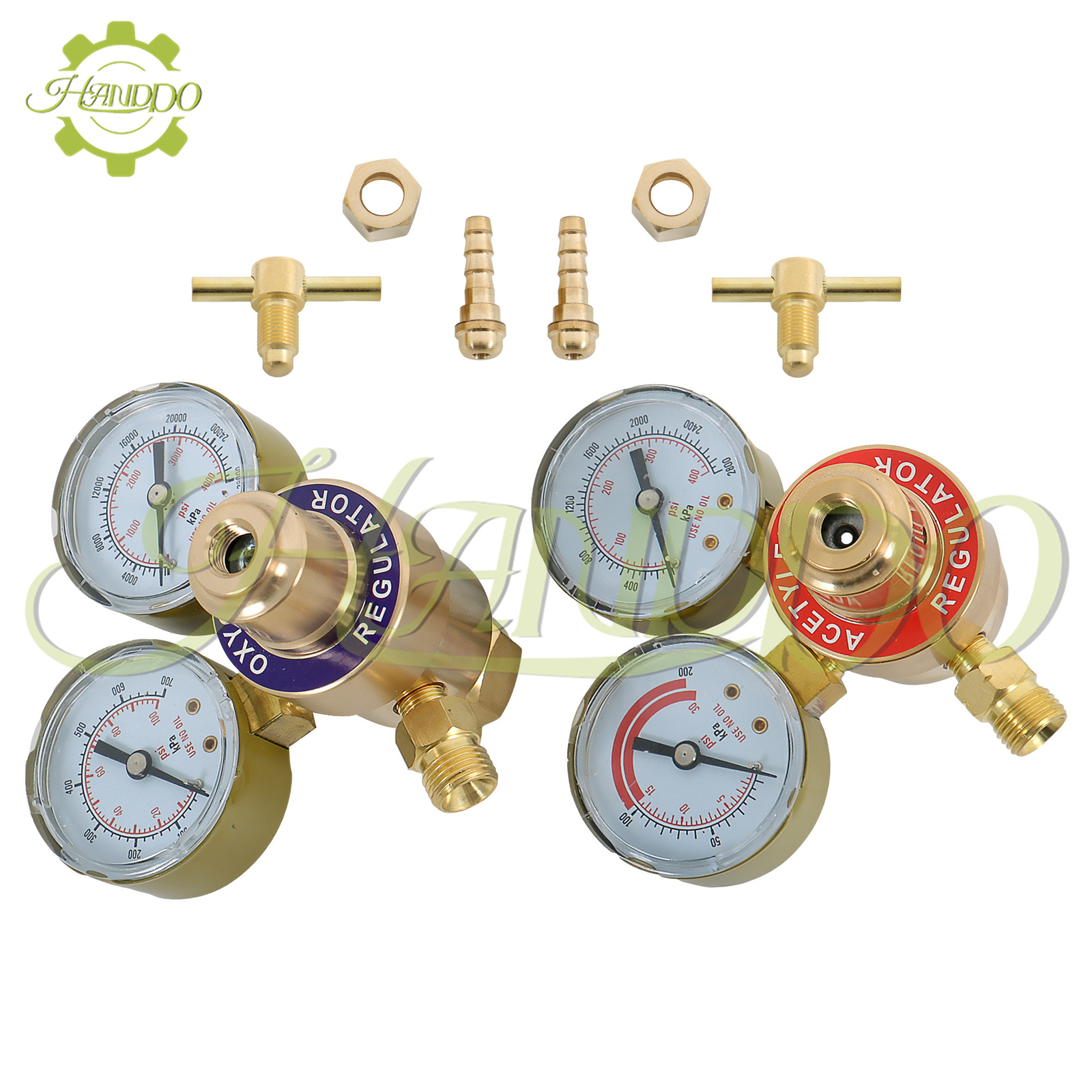 Solid Brass Oxygen and Acetylene Regulators, CGA540 and CGA200