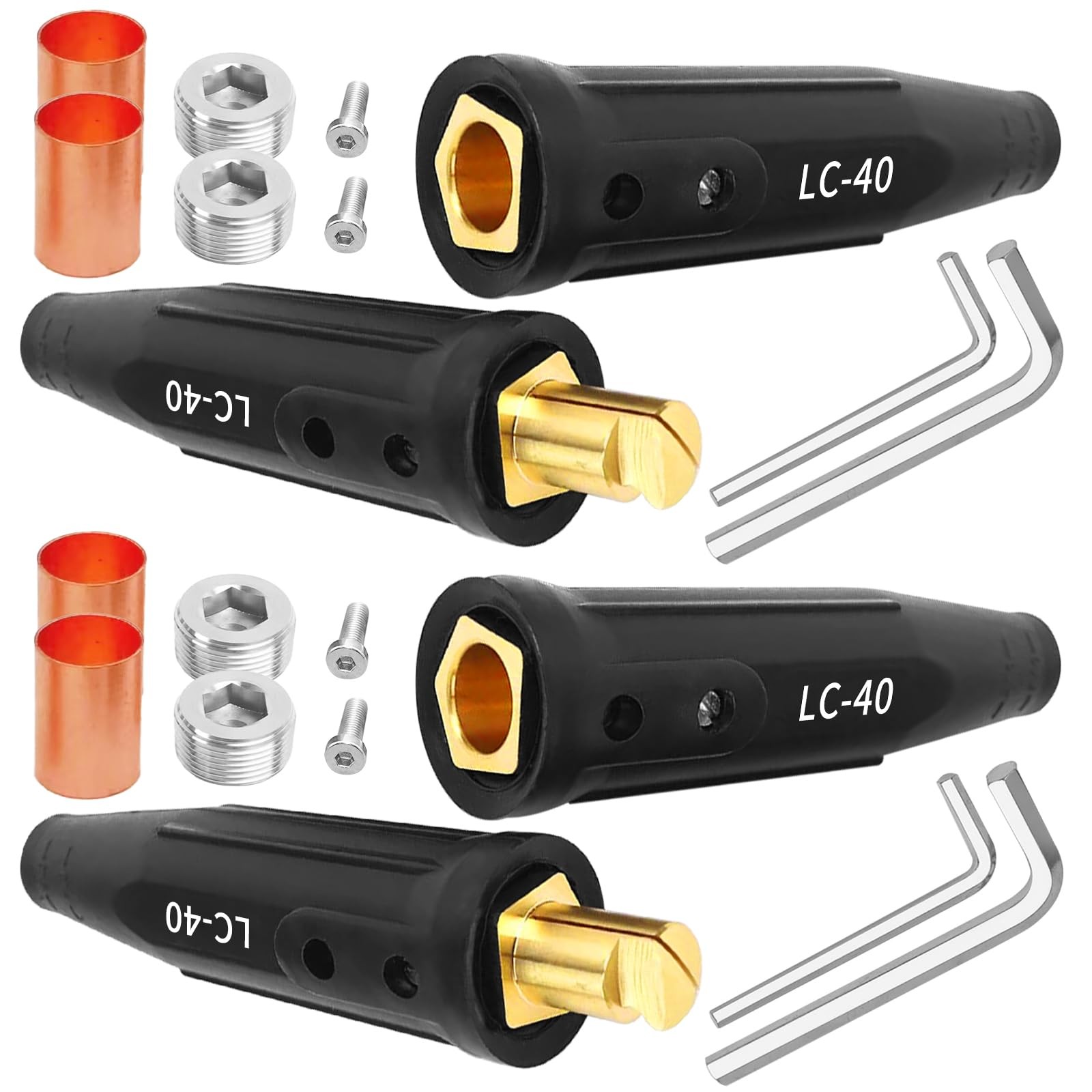LC-40 Welding Leads Connectors 2 Pack Male Female 1/0 2/0 350 Amps Accessory
