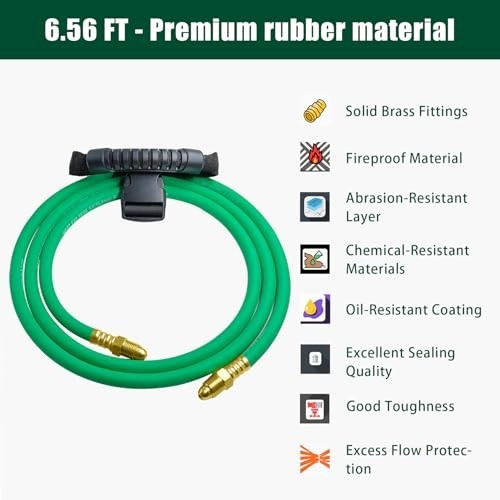 Argon Gas Hose 6.56FT 5/8-18 UNF 200 PSI MIG TIG Welding Regulator Inert Gas