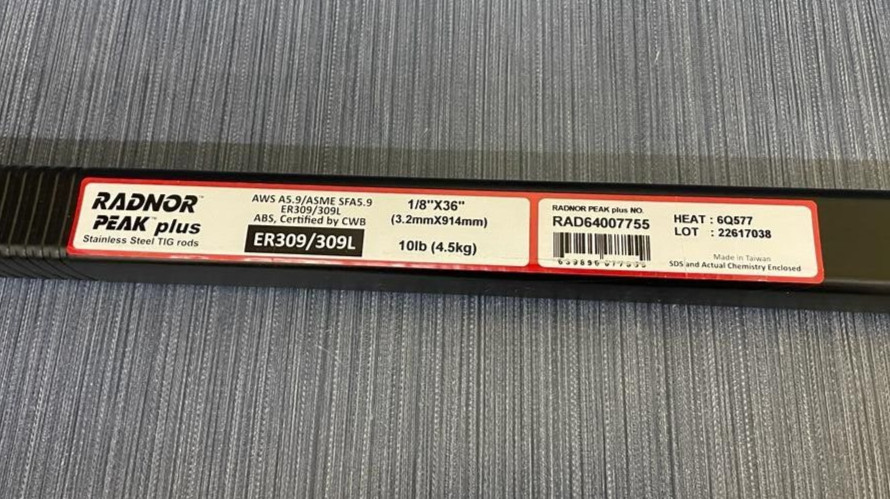 Radnor Peak Plus Stainless Steel Tig Rods ER309/309L 1/8″x36″ 10lb Heat: 6Q577